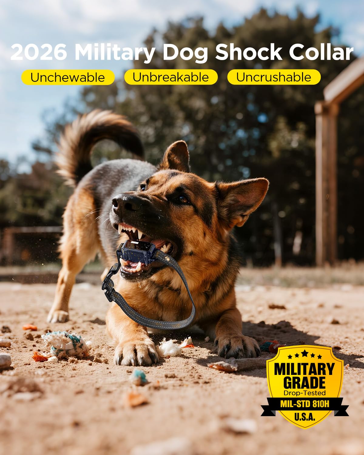 Blackdog IP67 waterproof dog collar protects during outdoor adventures.