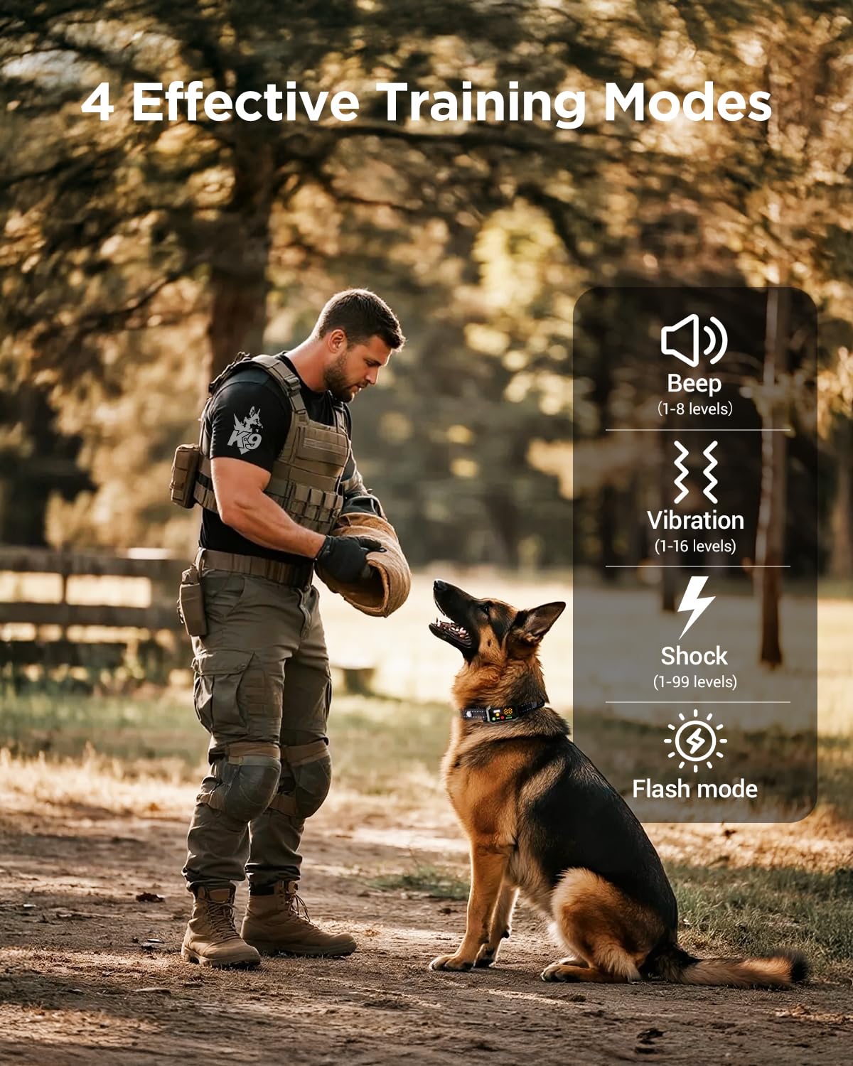 Blackdog LCD display shows four training modes for precise sessions.