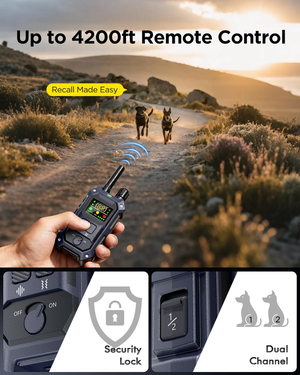 Blackdog IP67 waterproof blue collar withstands rain and wet hikes