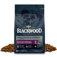 Blackwood sensitive skin stomach dry dog food bag with resealable lid for freshness