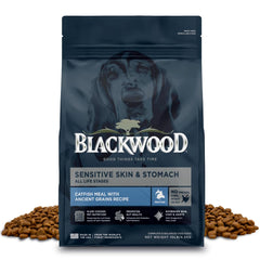 Blackwood Sensitive Skin & Stomach dry dog food bag front highlighting gentle digestion benefits