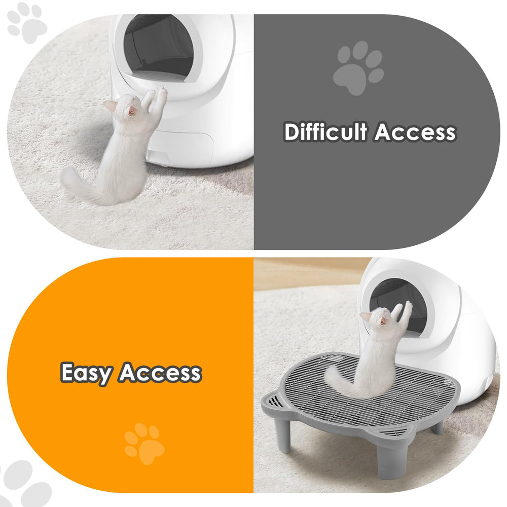Blata height-adjustable legs adapt to different litter boxes and cat heights.