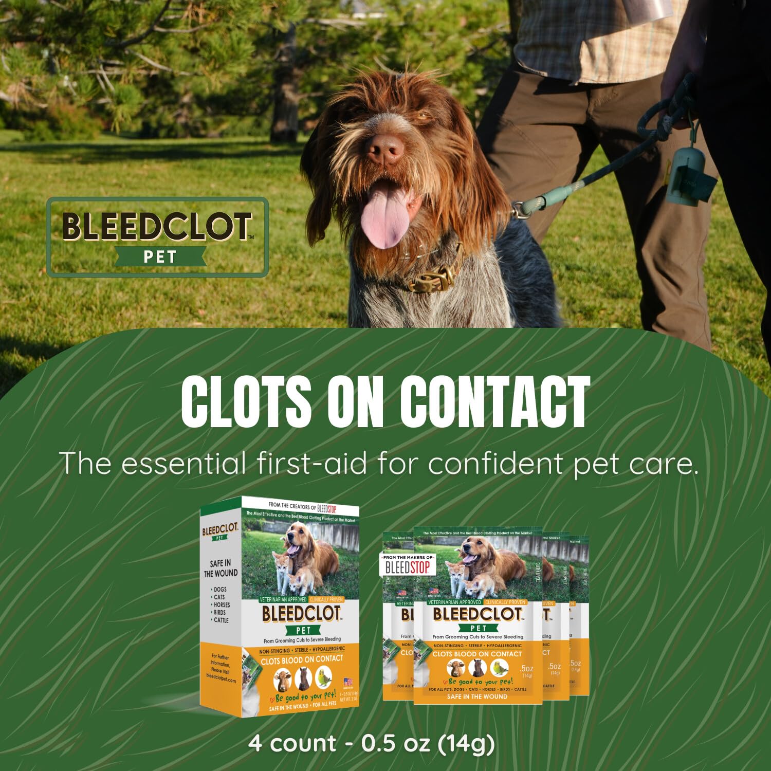 BleedClot Pet clinic and grooming setting recommended.