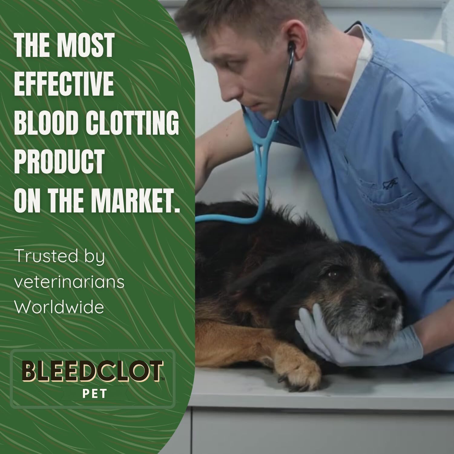 BleedClot Pet safety label highlighting pet-friendly use.