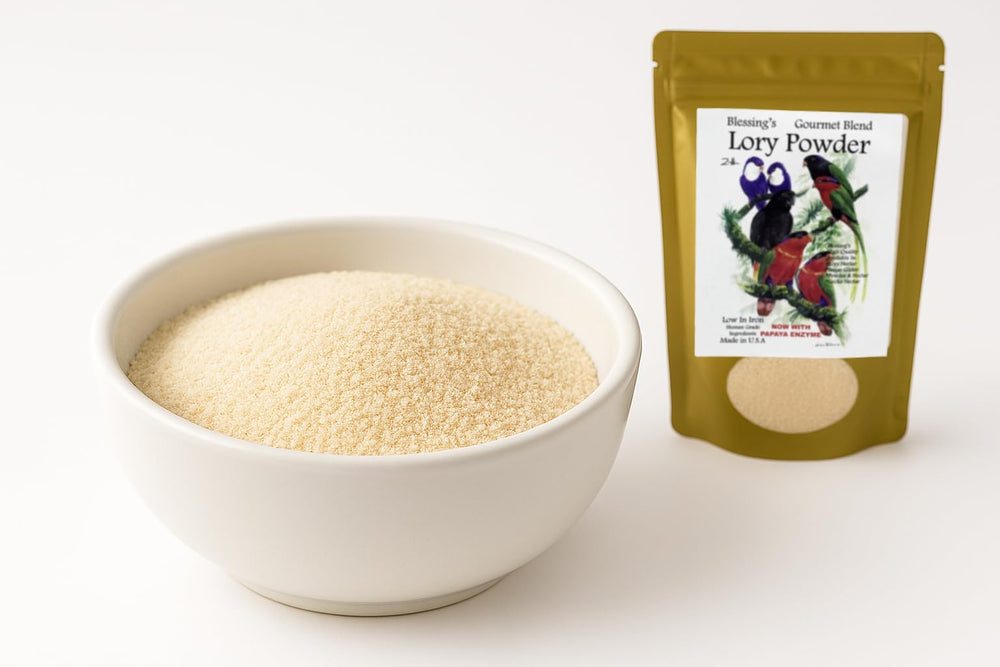 Lab analysis chart for Blessings Gourmet Lory Powder shows minerals.