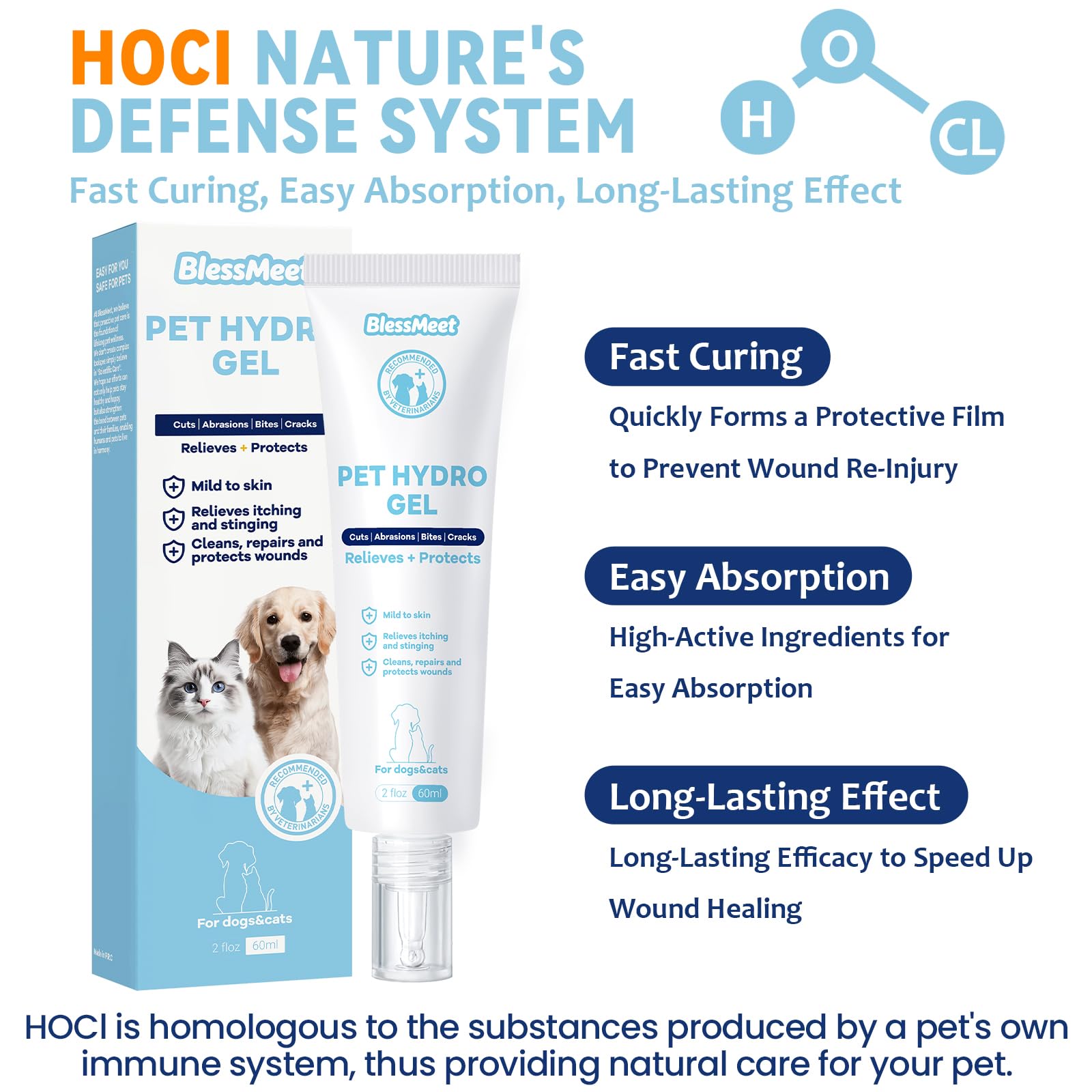 Blessmeet precise-applicator-tip enables clean, targeted treatment around eyes, ears, and paws.