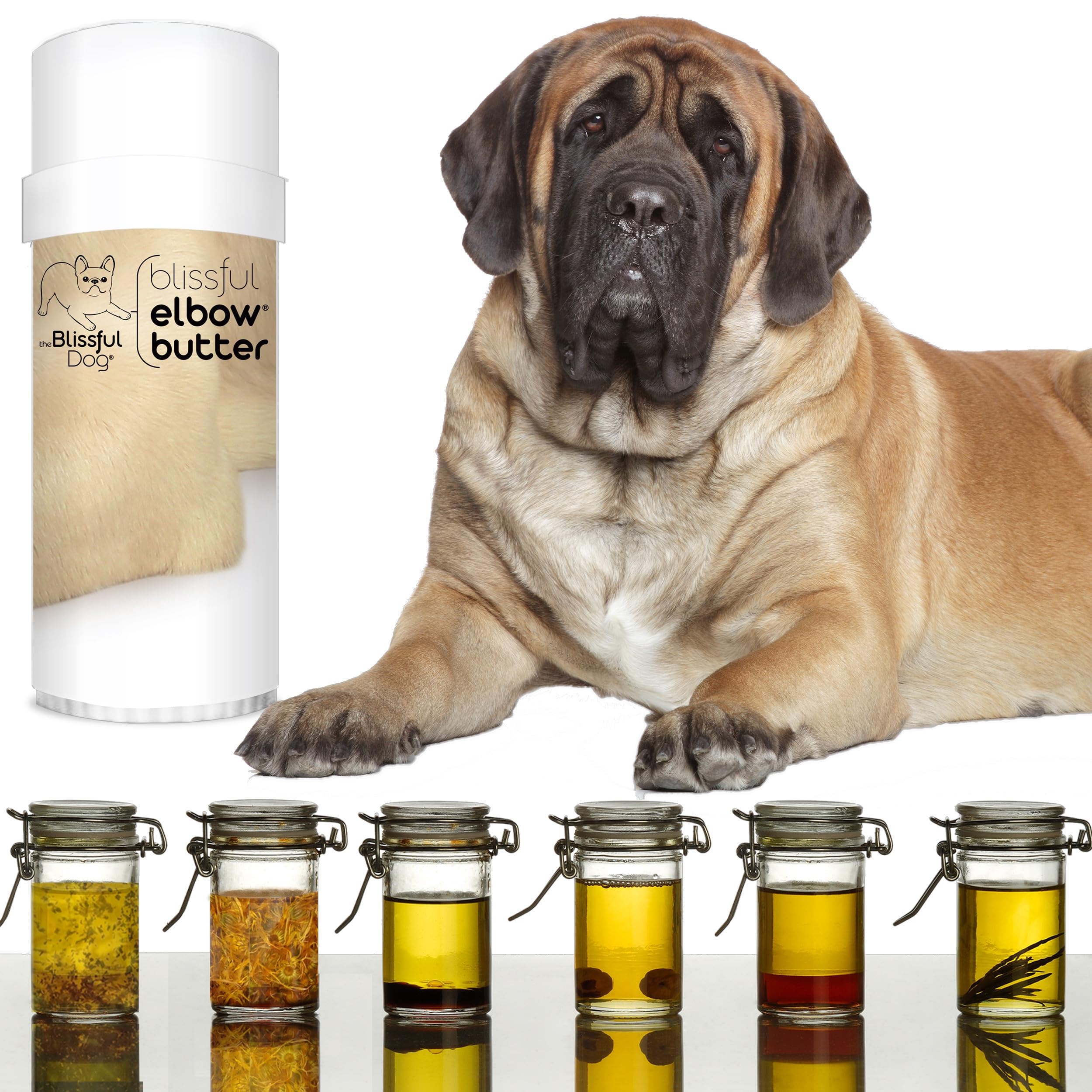 The Blissful Dog Elbow Butter stick for precise, mess-free on-the-go relief