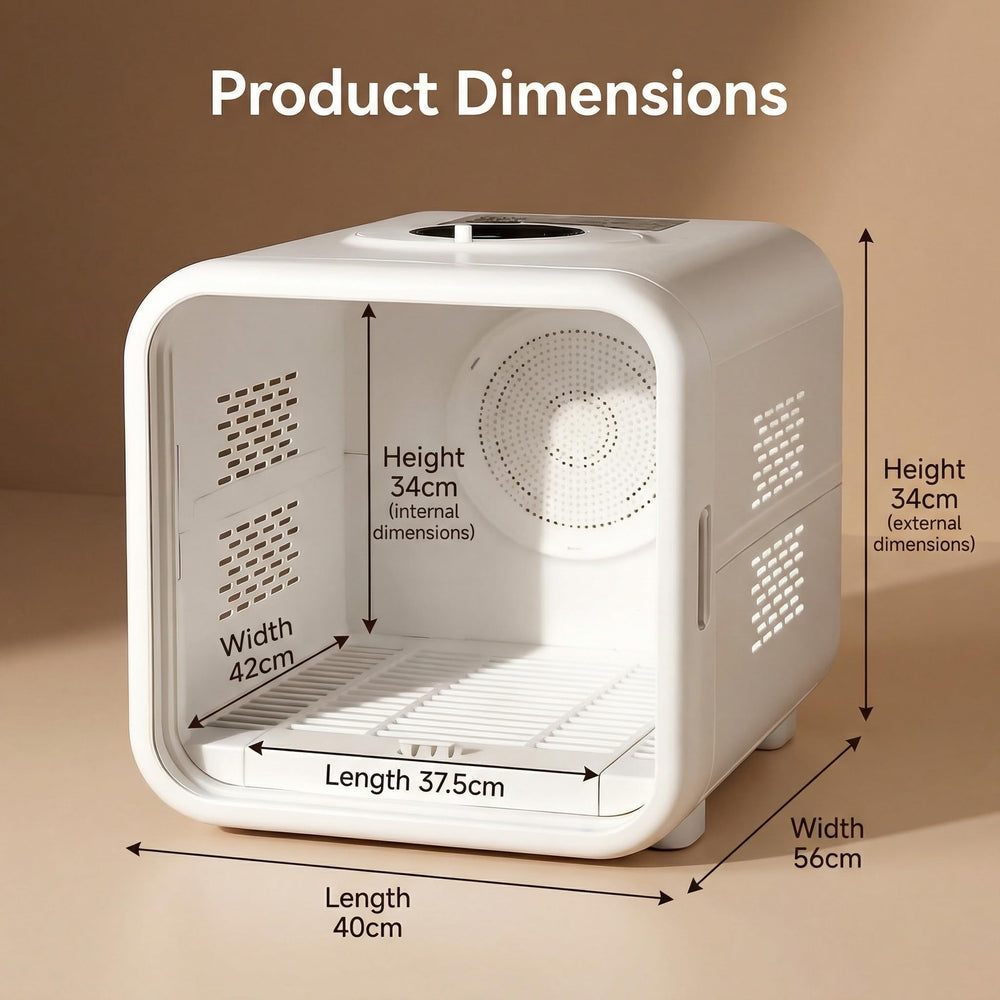 Blisspire Ultra-Quiet Pet Dryer Box hair filter captures fur for easier maintenance.