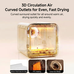 Blisspire Ultra-Quiet Pet Dryer Box transparent interior supports calm, hands-free grooming.