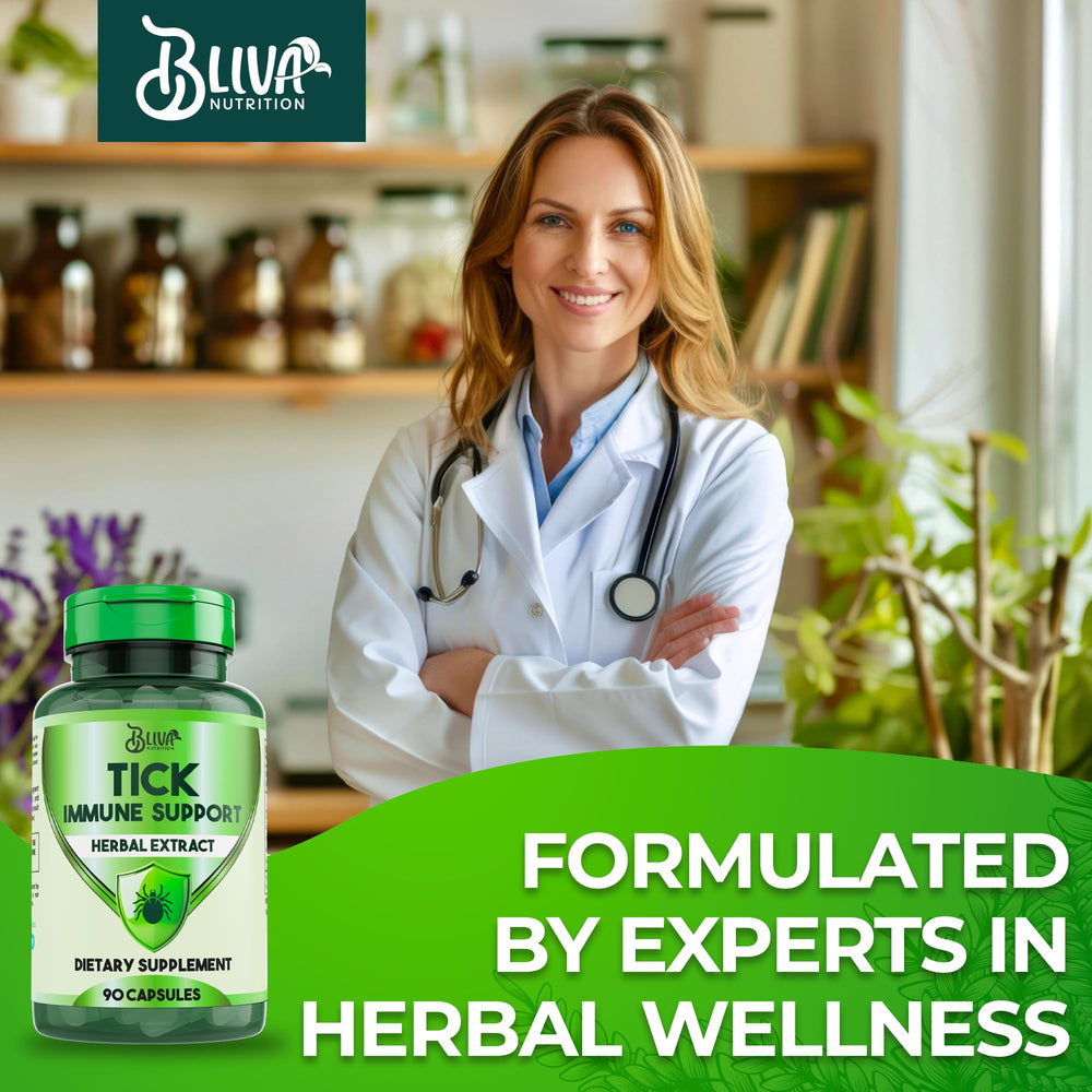 BLIVA Tick Immune Support herbal blend illustration emphasizes the 20:1 potency.
