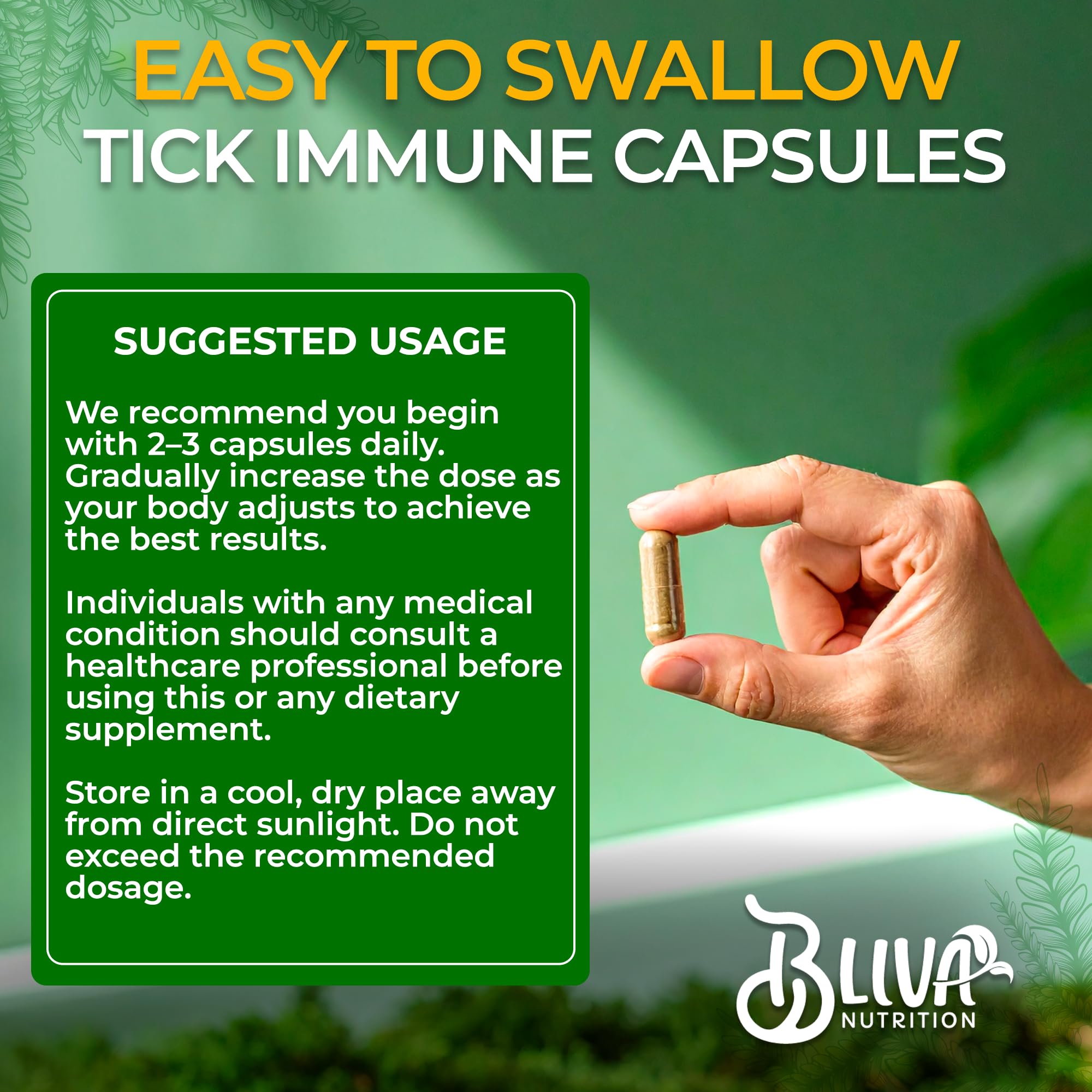 BLIVA Tick Immune Support outdoor hiking scene evokes active lifestyle immunity.