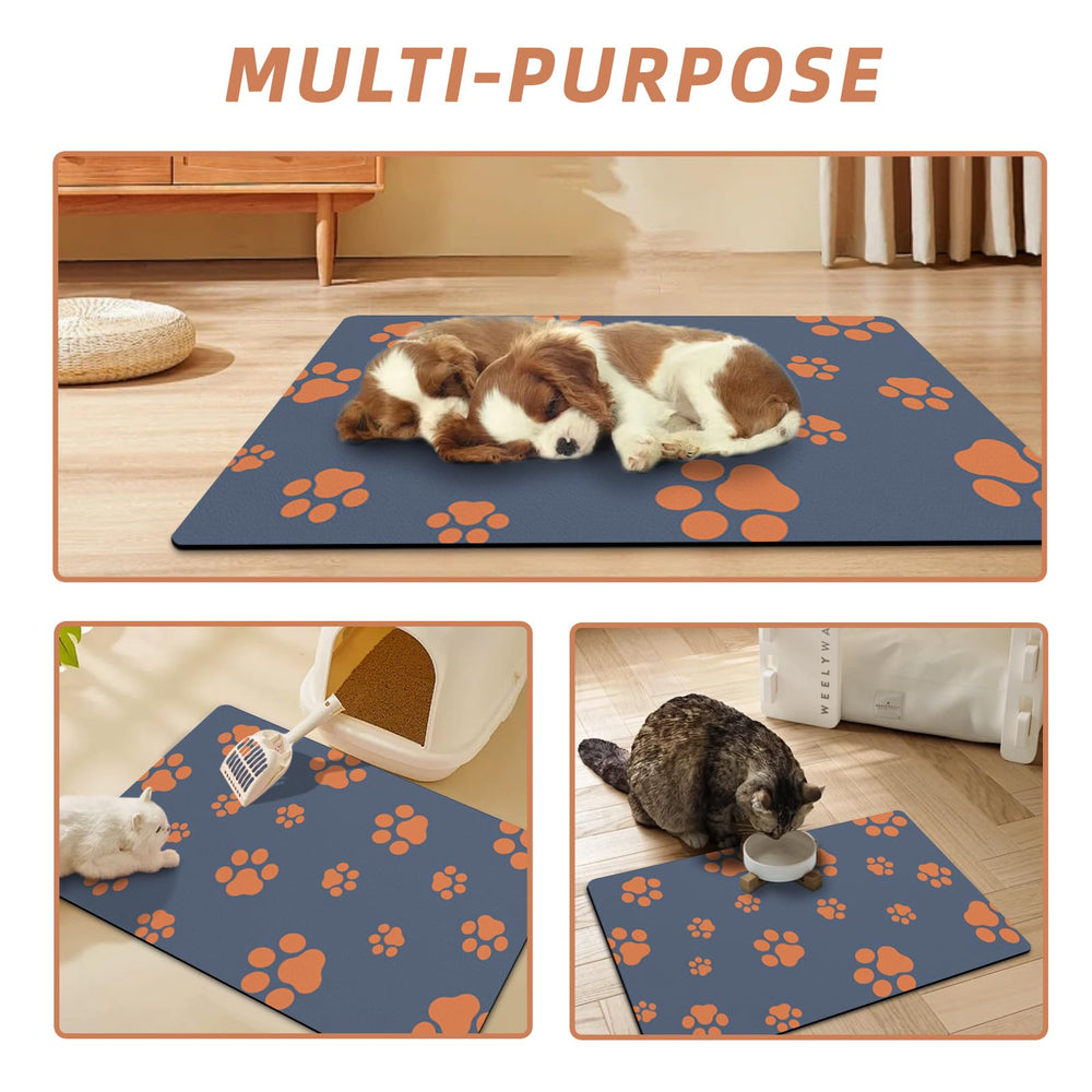 Blkjsgly large 18x30 mat fits multiple bowls side by side in blue.