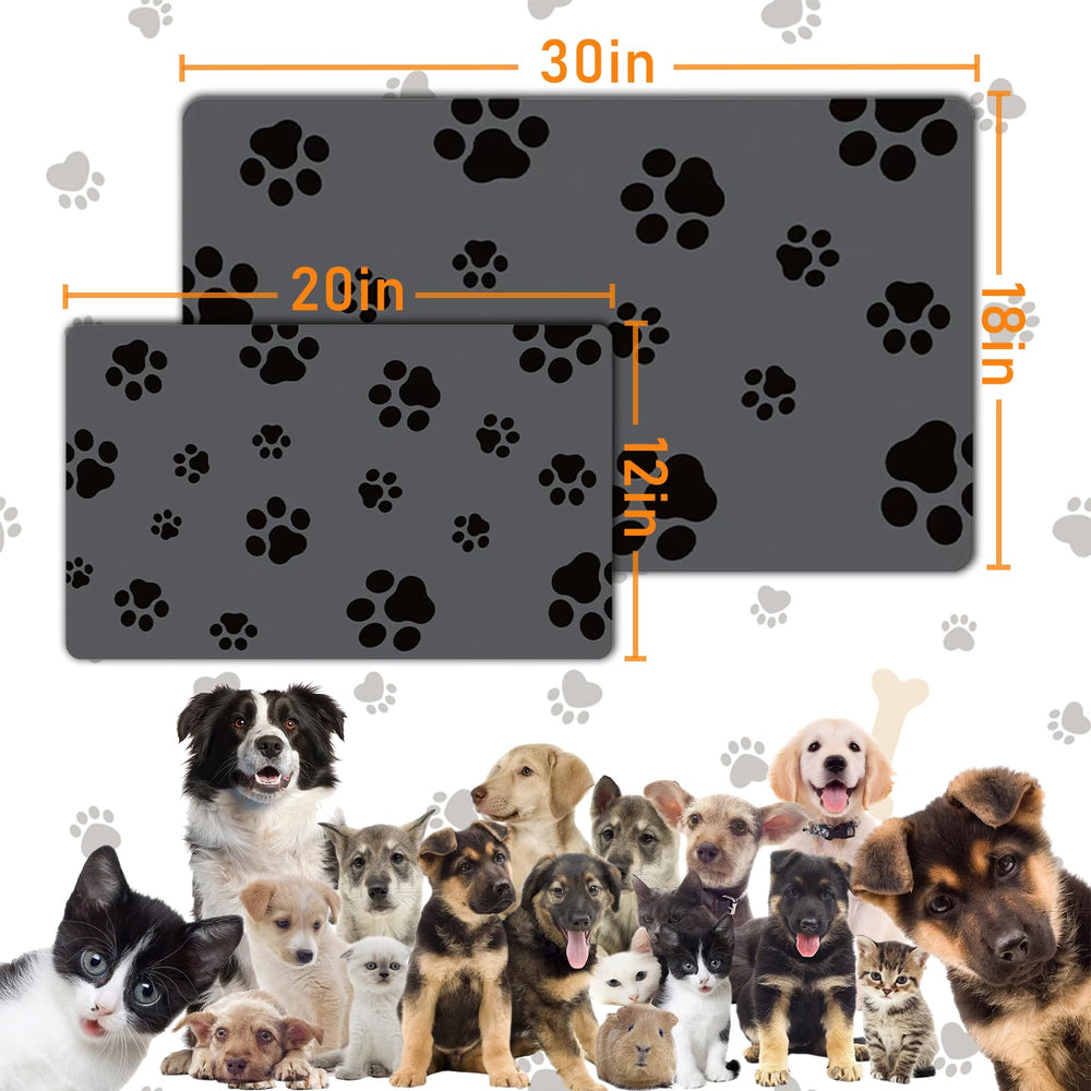 Blkjsgly paw-prints surface adds charm while absorbing spills quickly.