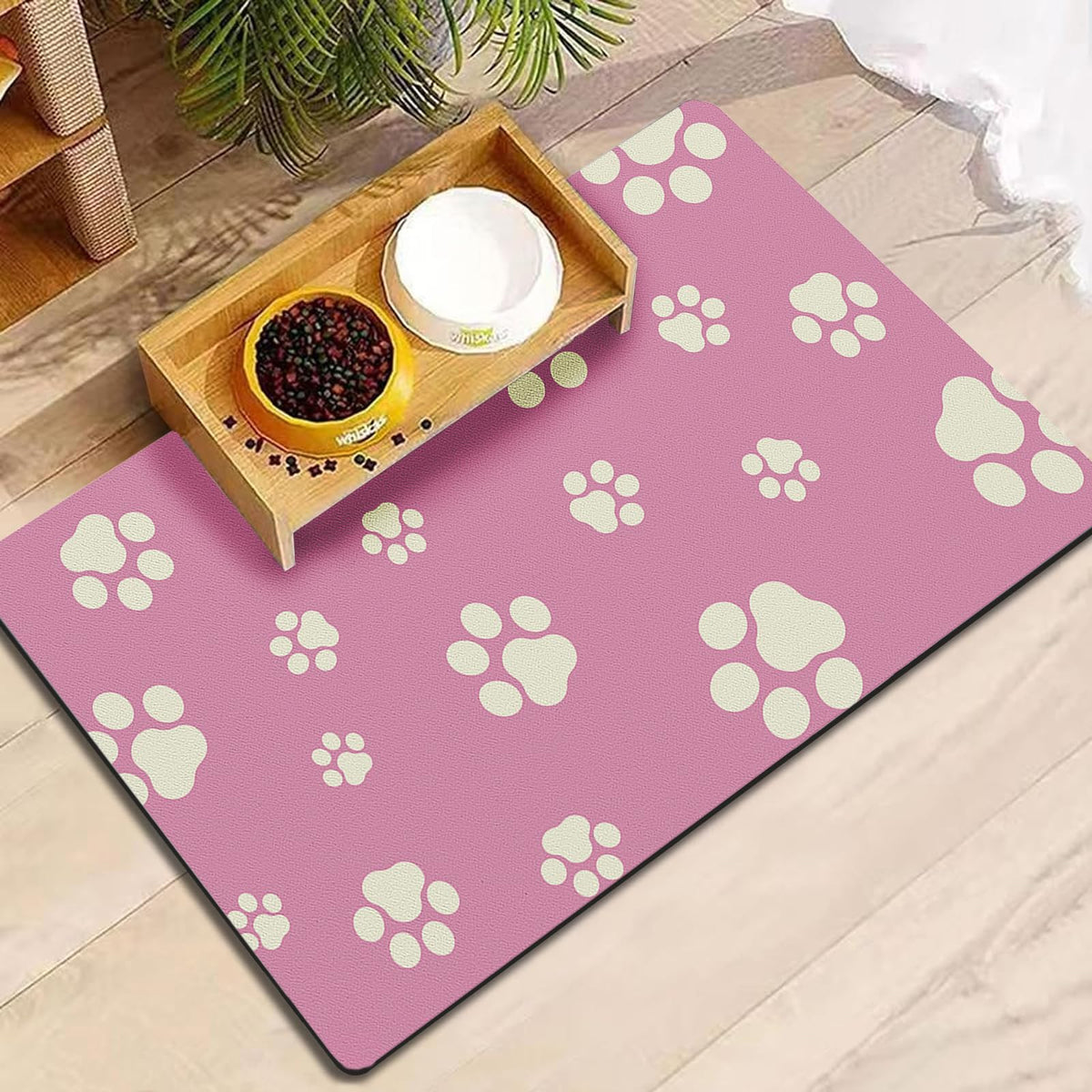 Blkjsgly pet feeding mat absorbent under bowls catching spills quickly for tidy meals
