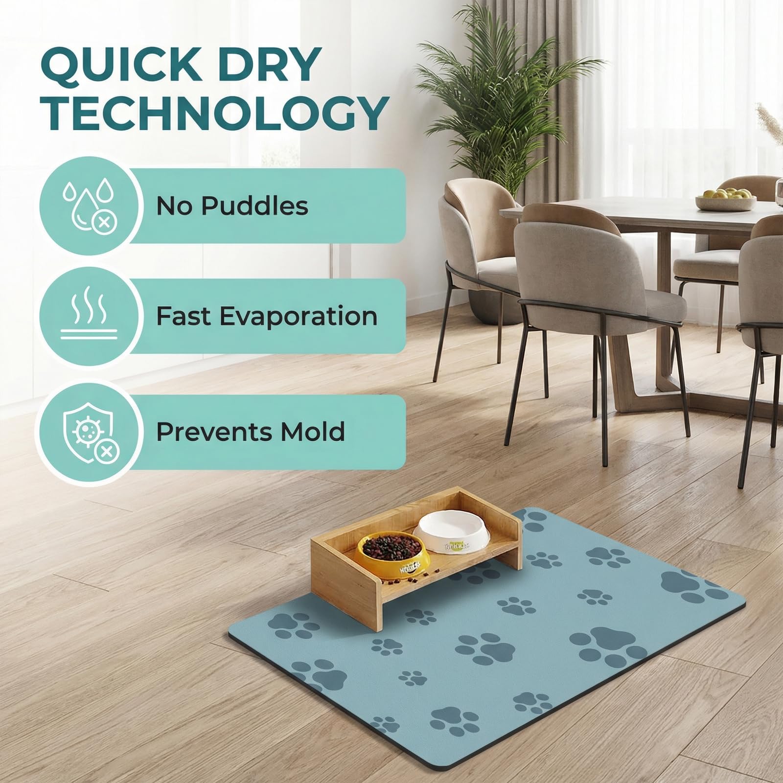 Blkjsgly anti-slip pet mat holds bowls steady during meals