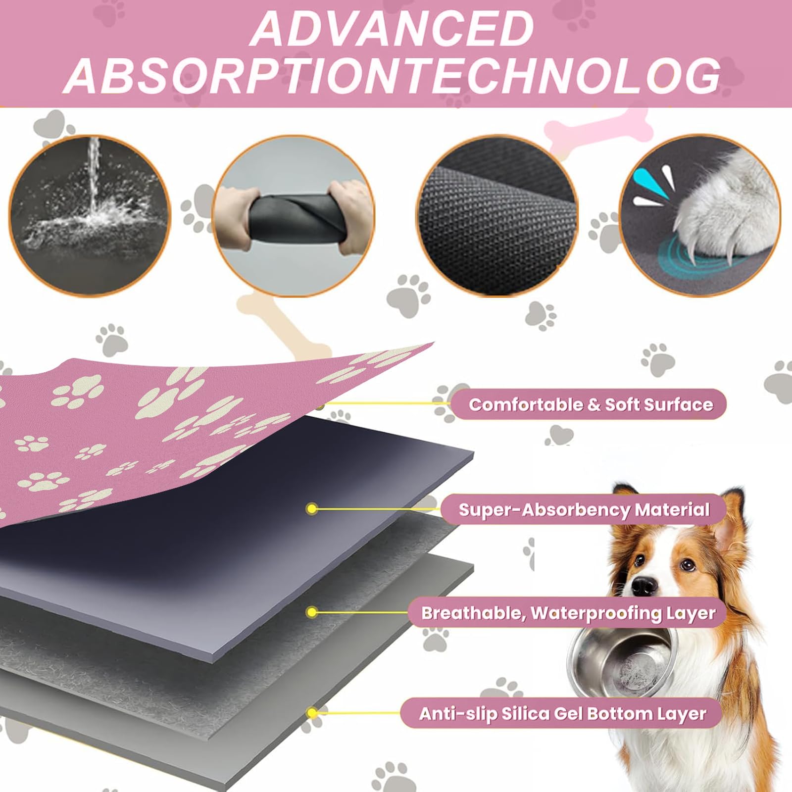 Blkjsgly water bowl mat indoor use helps keep floors dry