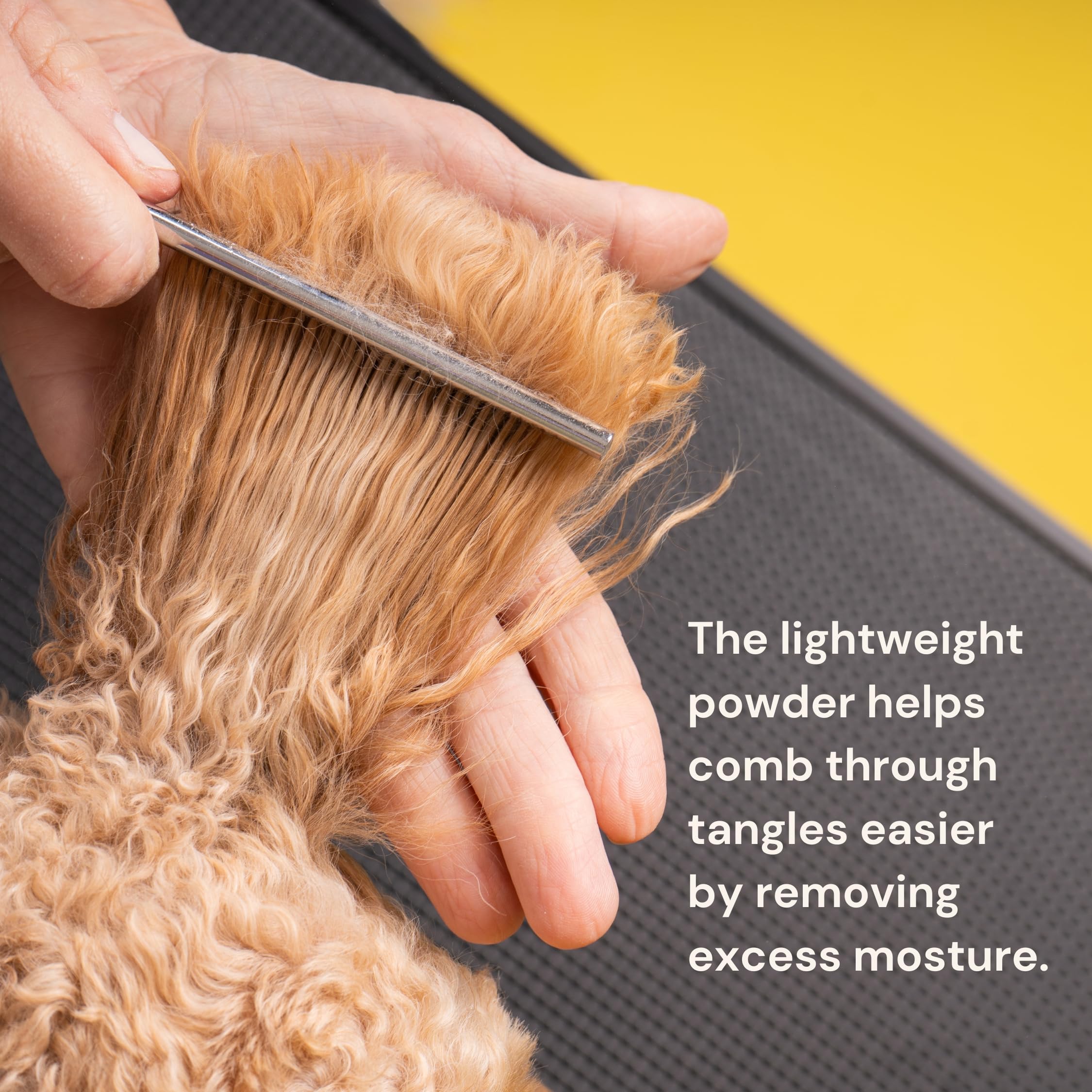 Bloom Groom Poof Powder shows colloidal oatmeal for sensitive skin care