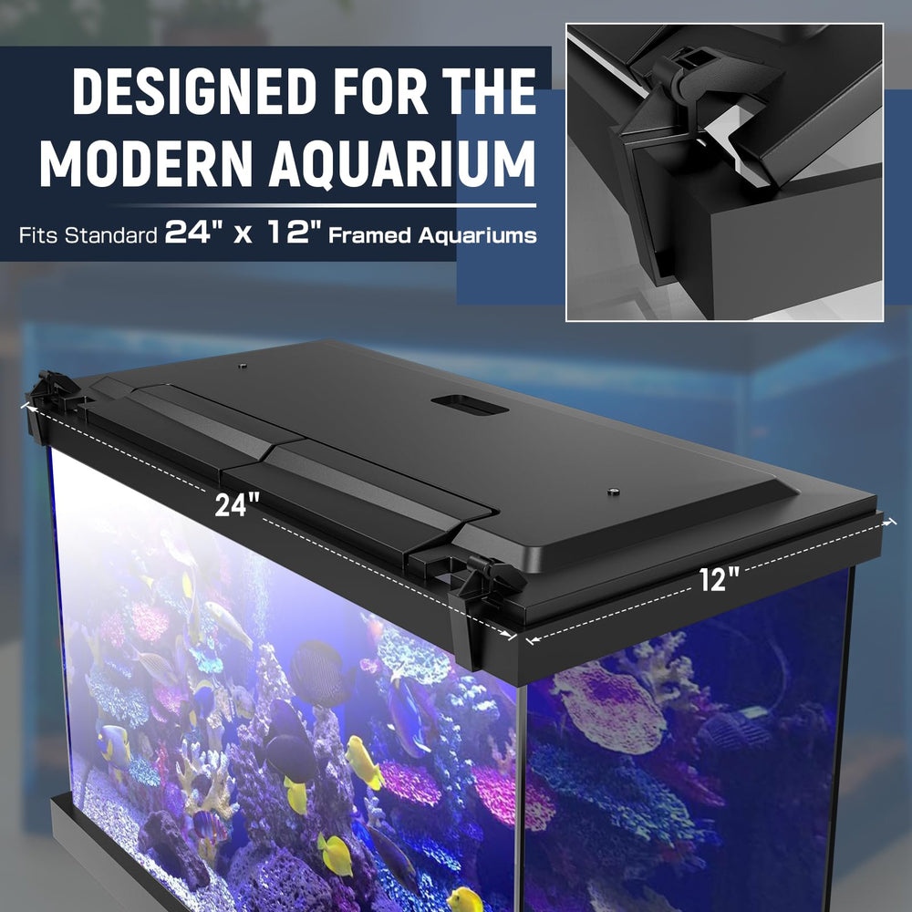 Adjustable LED tubes provide flexible brightness for plant and fish needs.