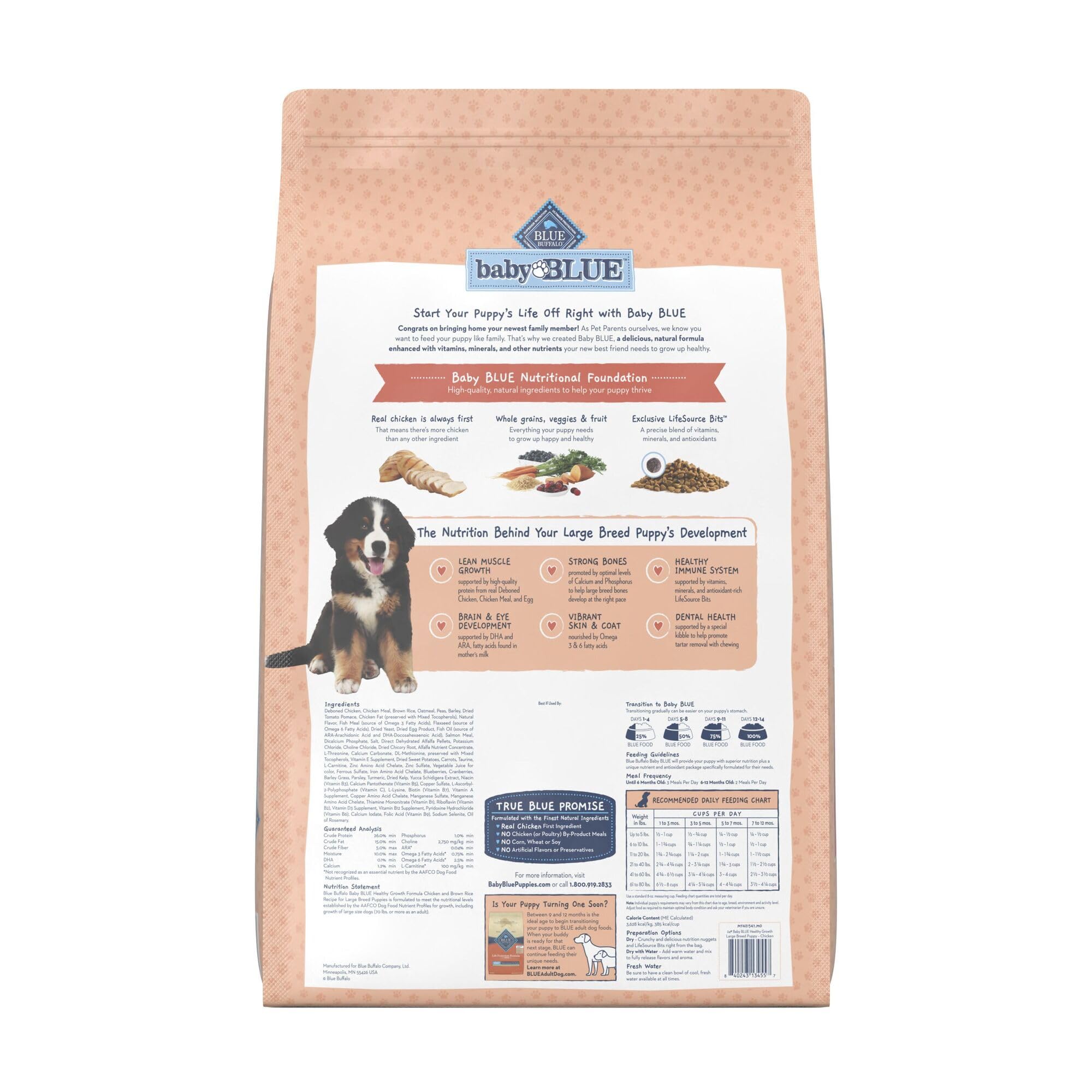 Blue Buffalo Baby BLUE DHA-ARA ingredients close-up highlighting cognitive support.