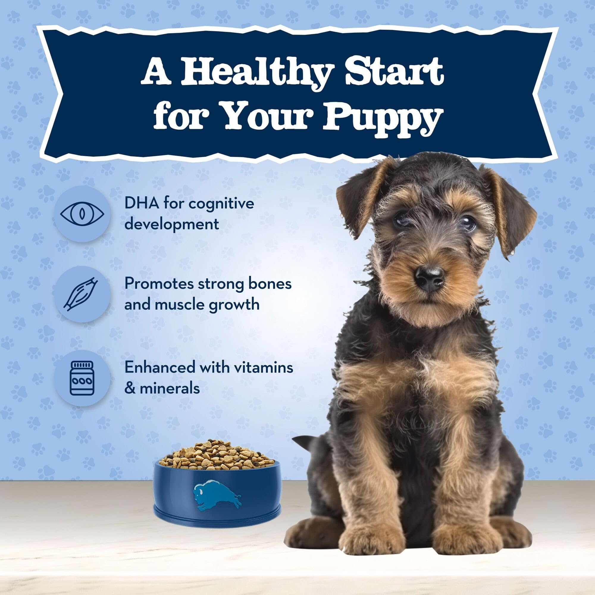 No corn, wheat, or soy in Blue Buffalo Baby BLUE puppy formula.