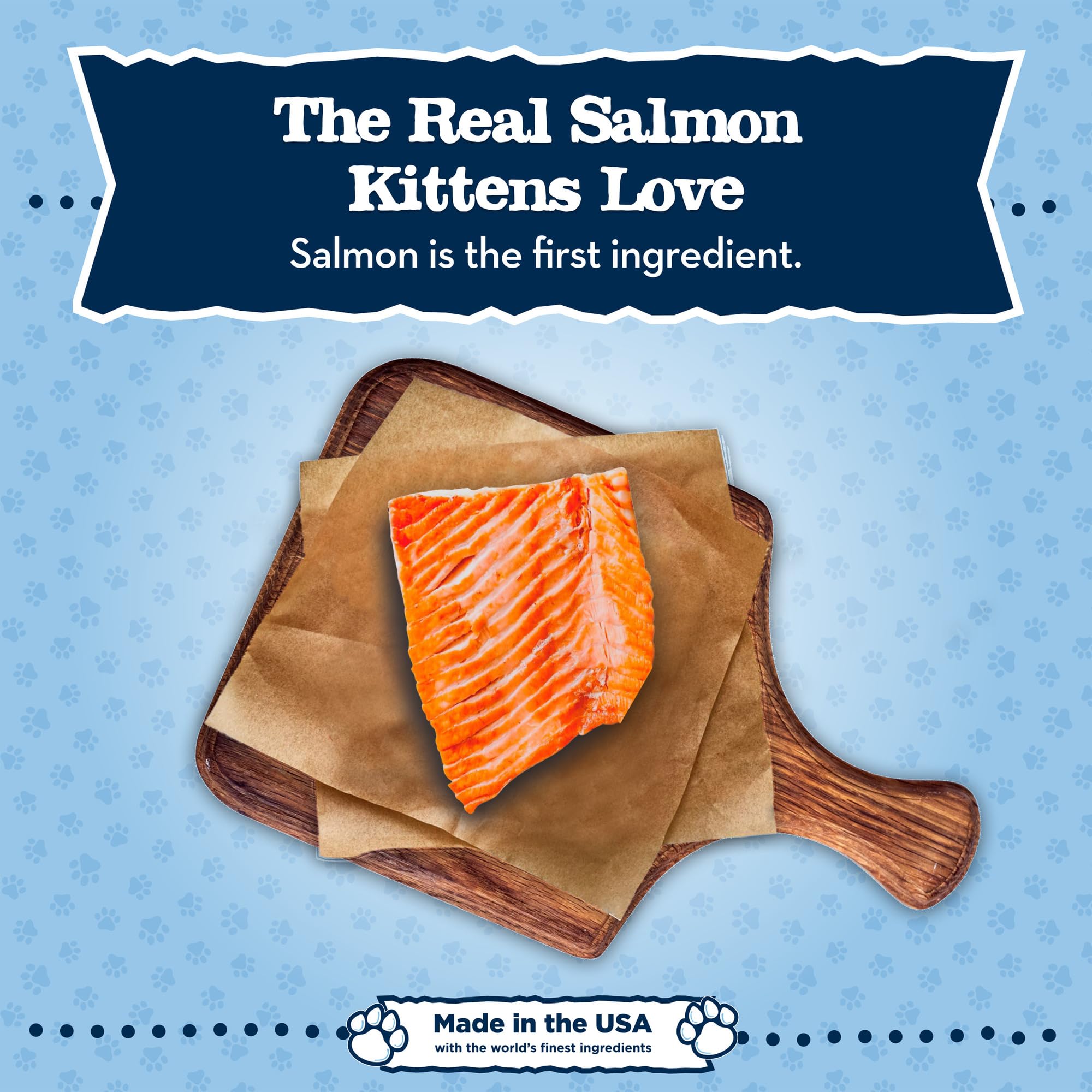 Blue Buffalo Baby BLUE high-protein kitten nutrition highlights DHA and ARA.