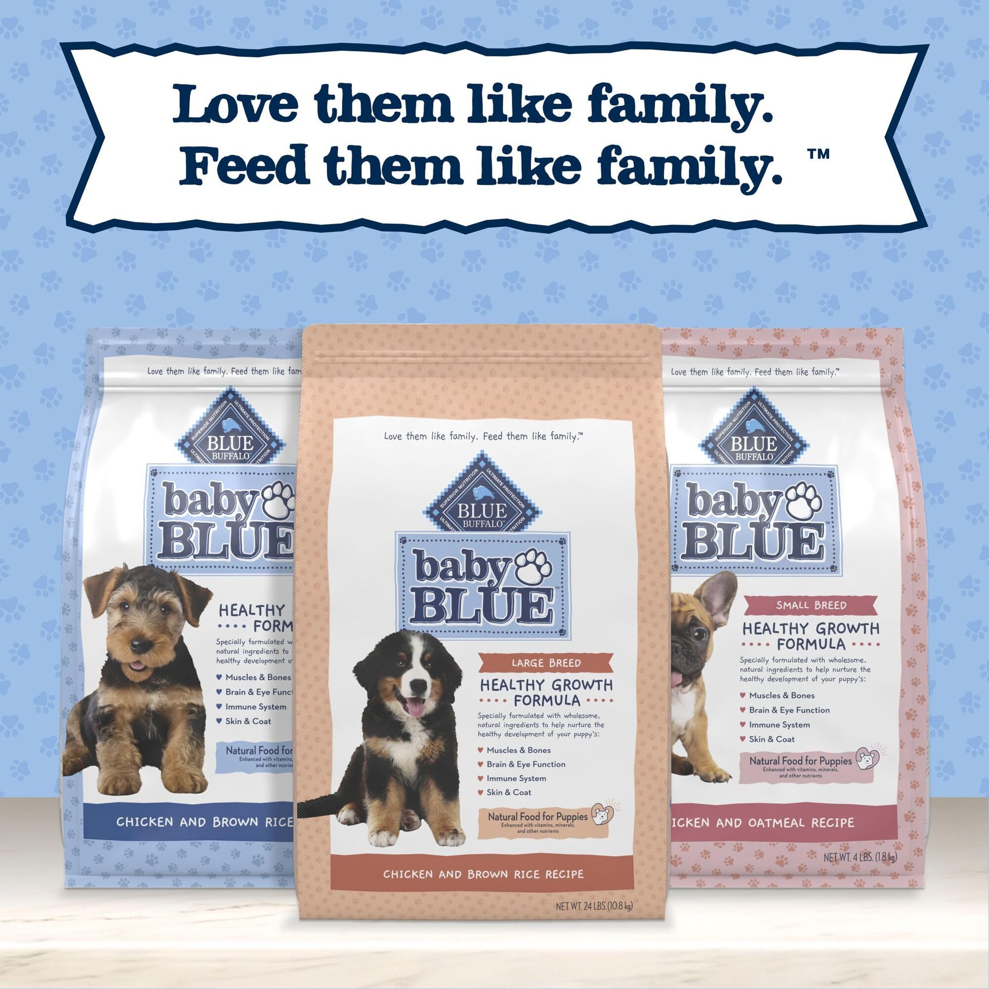 Blue Buffalo Baby BLUE natural large breed puppy feeding experience at home.