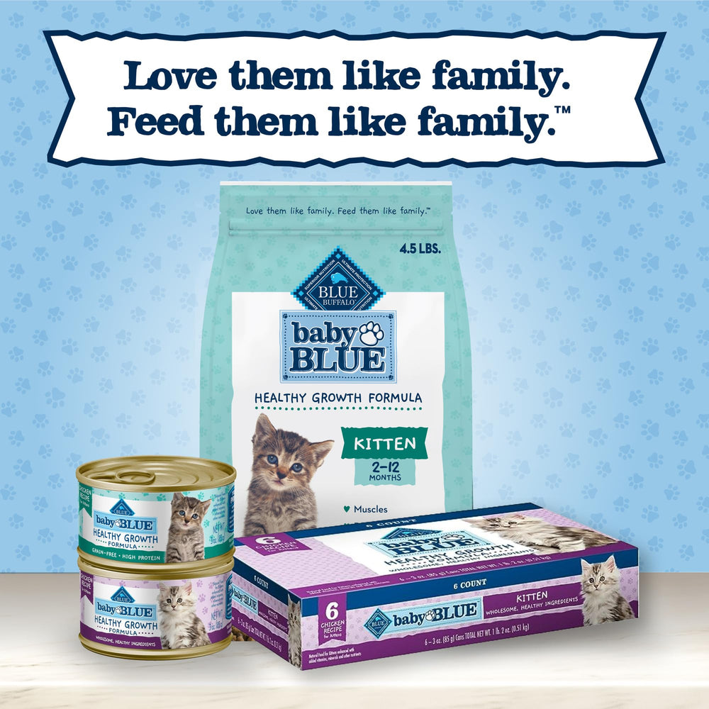 Blue Buffalo Baby Blue kitten growth and energy support in meals.