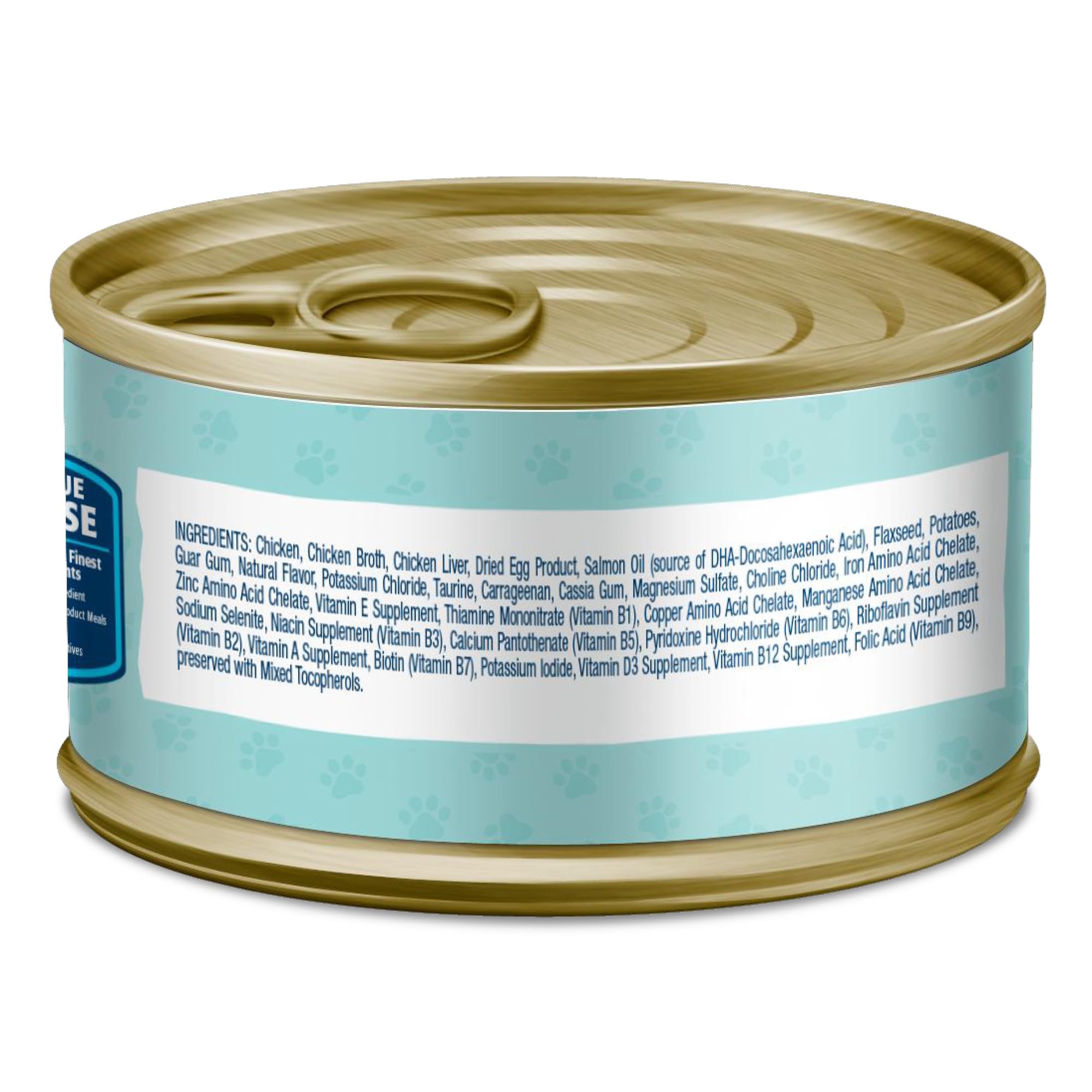 Blue Buffalo Baby BLUE kitten wet food grain-free formula supports active development.