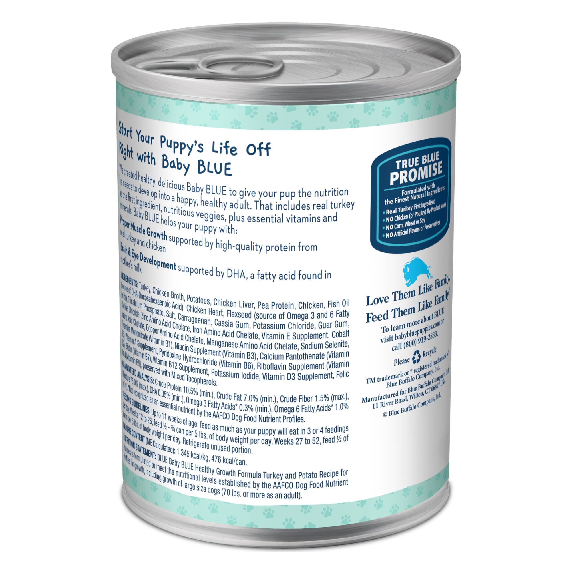 Blue Buffalo Baby BLUE first-ingredient-turkey highlights protein for puppies