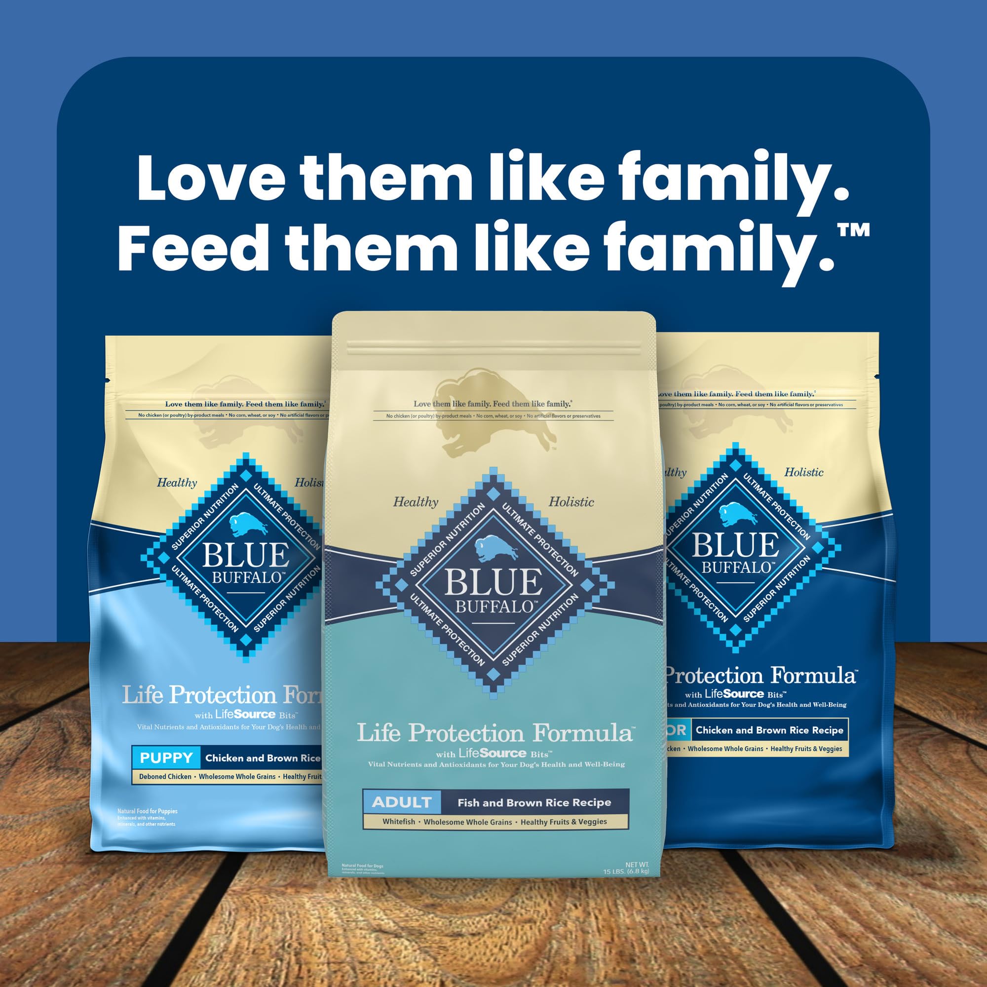 Blue Buffalo Balanced-Protein-Carbs serving hints at steady energy.