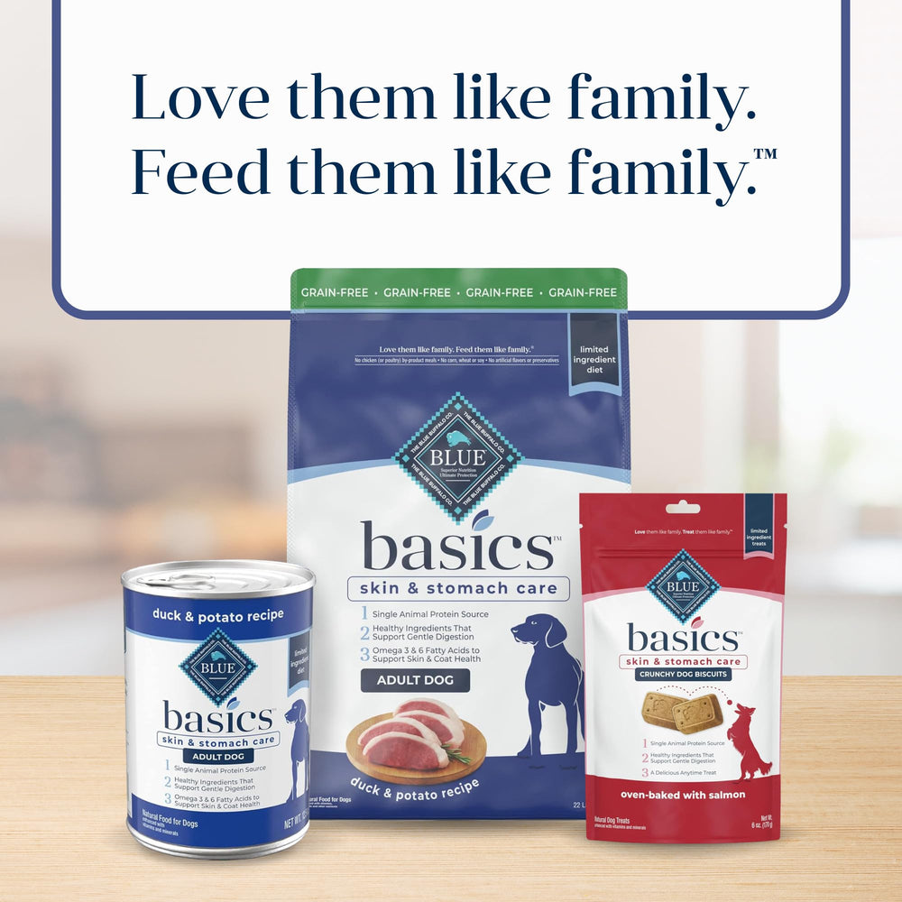 Blue Buffalo Basics adult-diet-dog-food image suggesting adult formula for digestion support