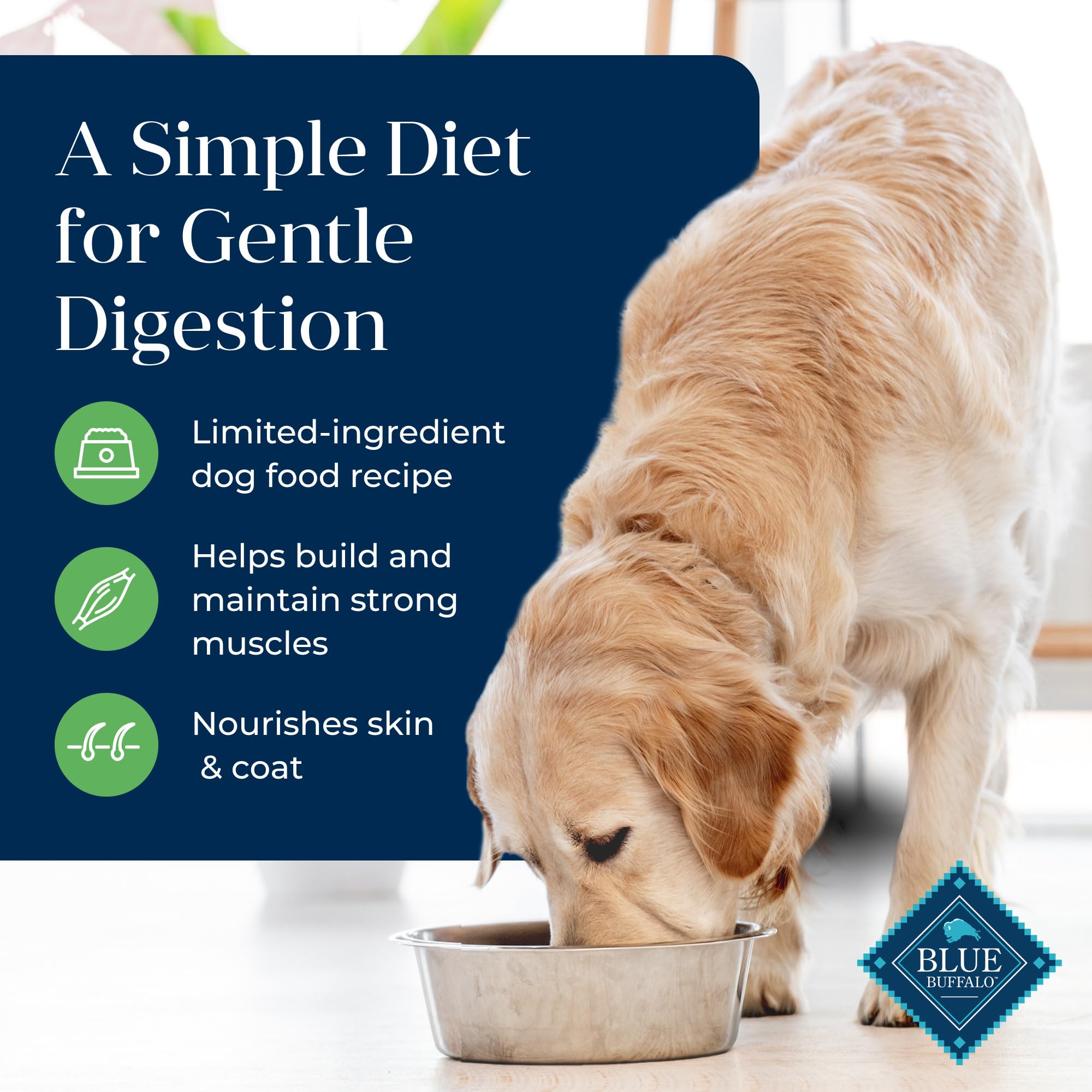 Blue Buffalo Basics grain-free formula promotes gentle digestion and skin health