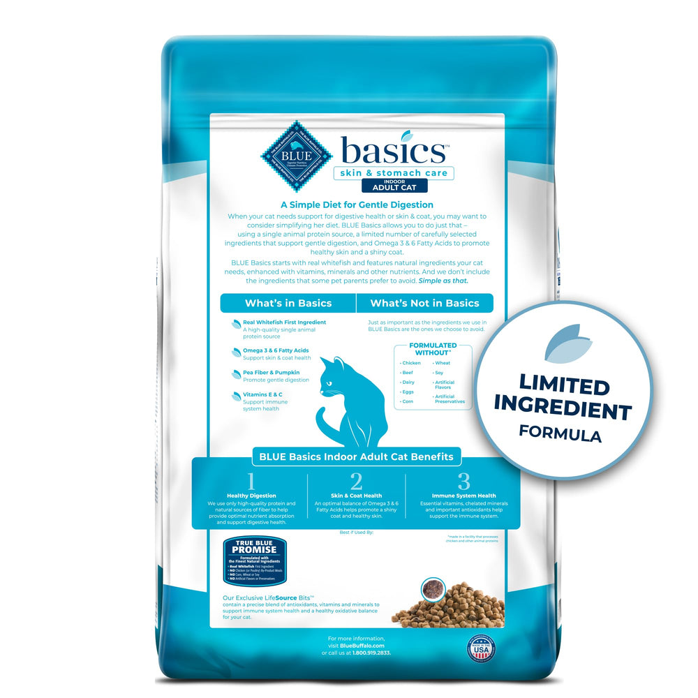 Blue Buffalo Basics ingredients close-up highlights high-quality ingredients.
