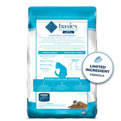 Blue Buffalo Basics ingredients close-up highlights high-quality ingredients.