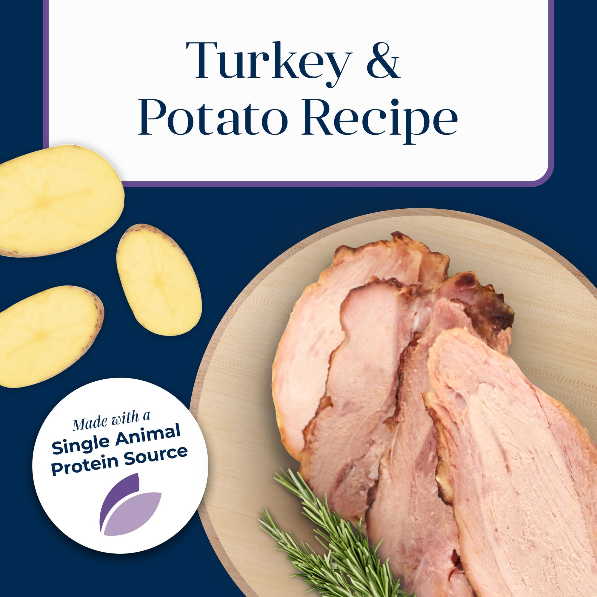 Blue Buffalo Basics kibble close-up emphasizes turkey-based nutrition and grain-free formula