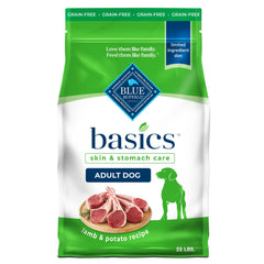 Blue Buffalo Basics Lamb-first ingredient for adult dogs supporting gentle digestion.