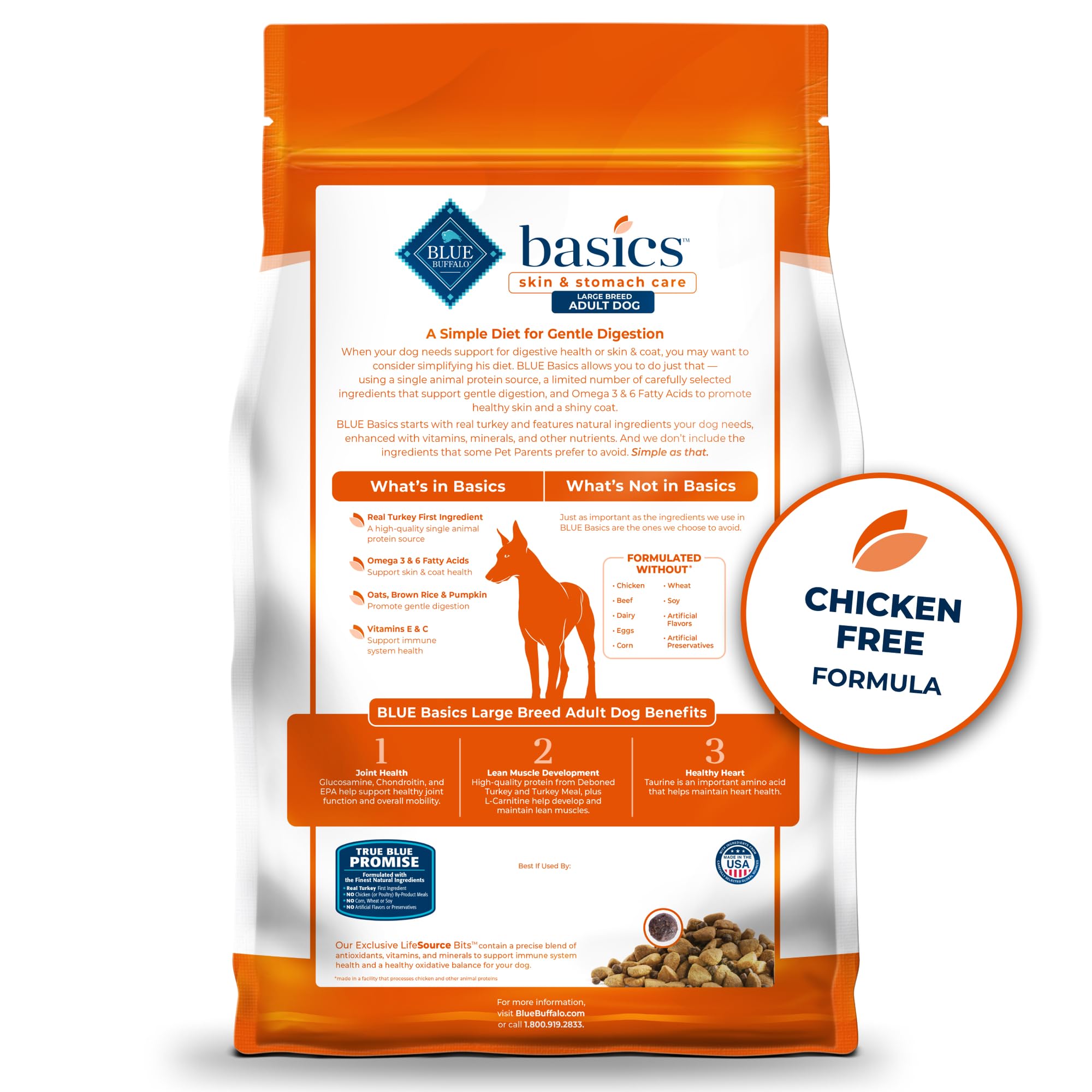 Blue Buffalo Basics large-breed turkey-first ingredient for lean muscle support