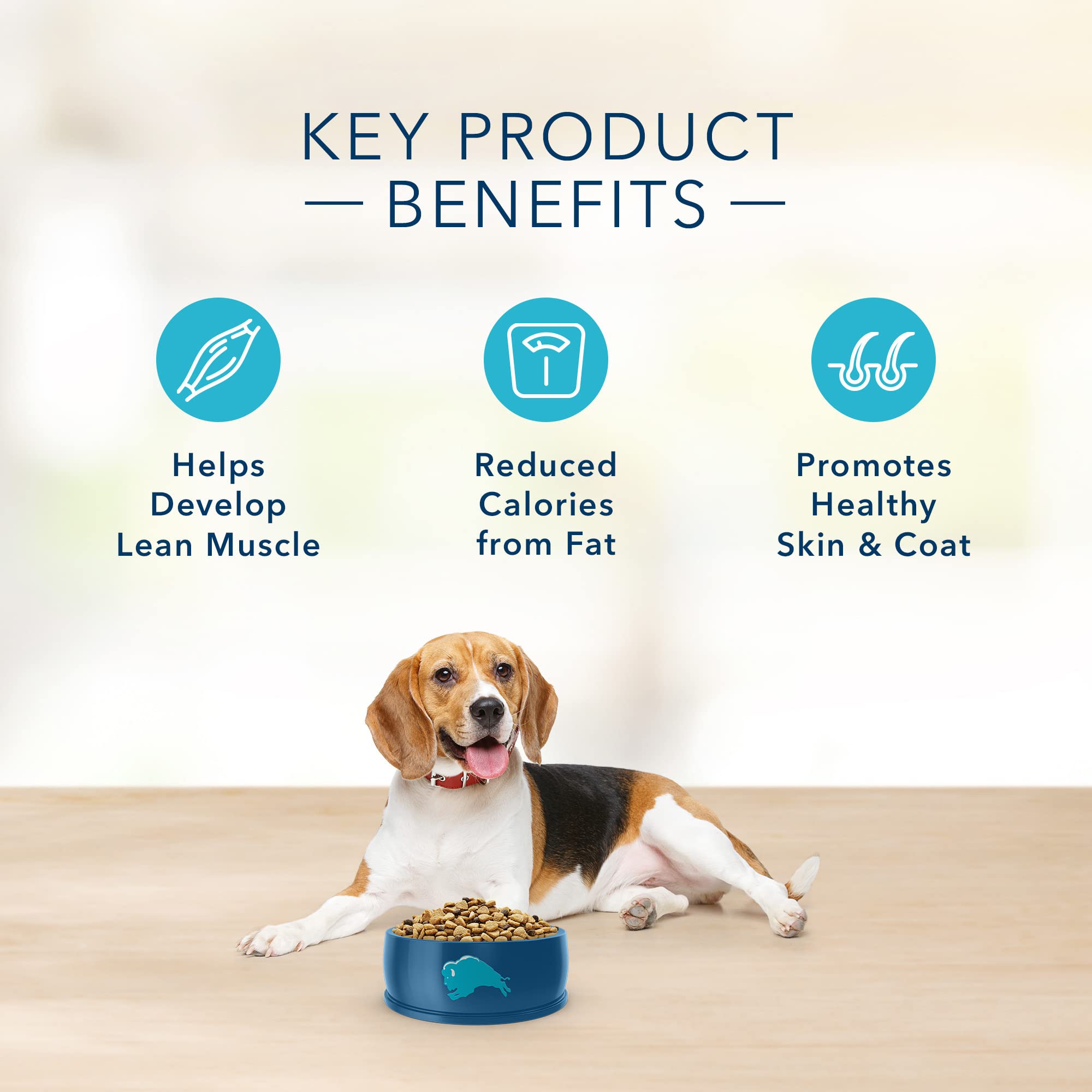 Blue Buffalo Basics no chicken by-product meals claim on packaging.