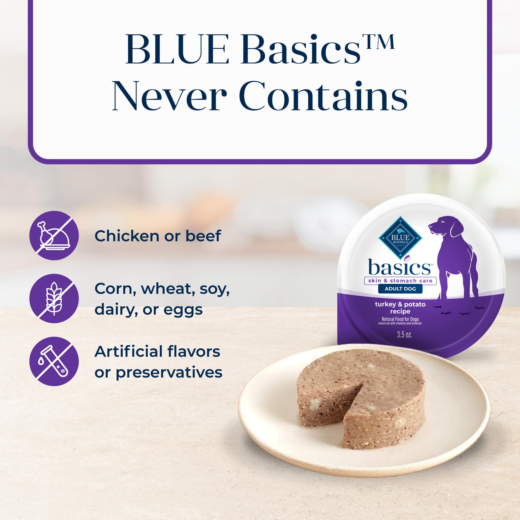 No chicken by-product meals, corn, wheat, or soy in Blue Buffalo Basics