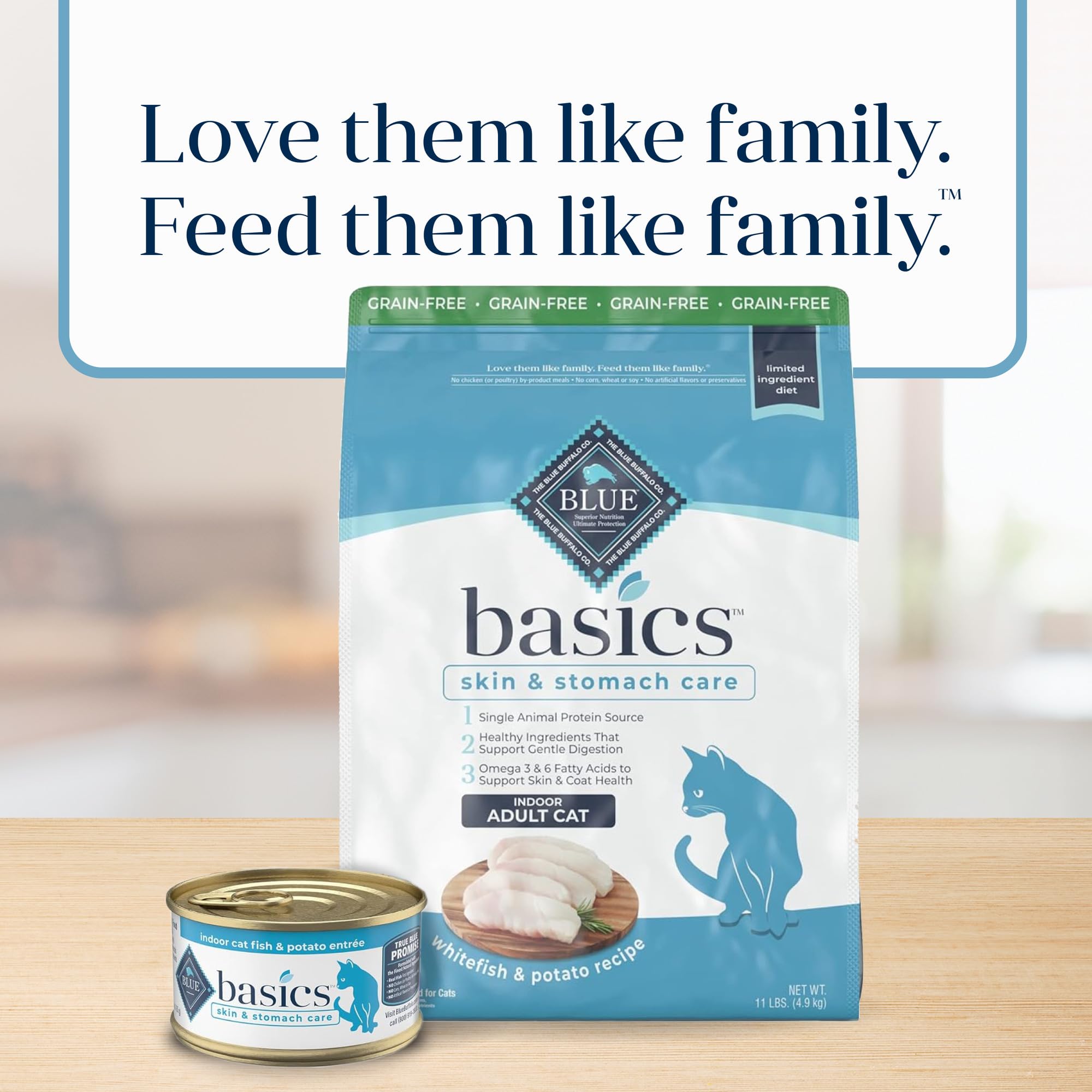 Blue Buffalo Basics no chicken poultry-by-product image confirms poultry-free recipe.