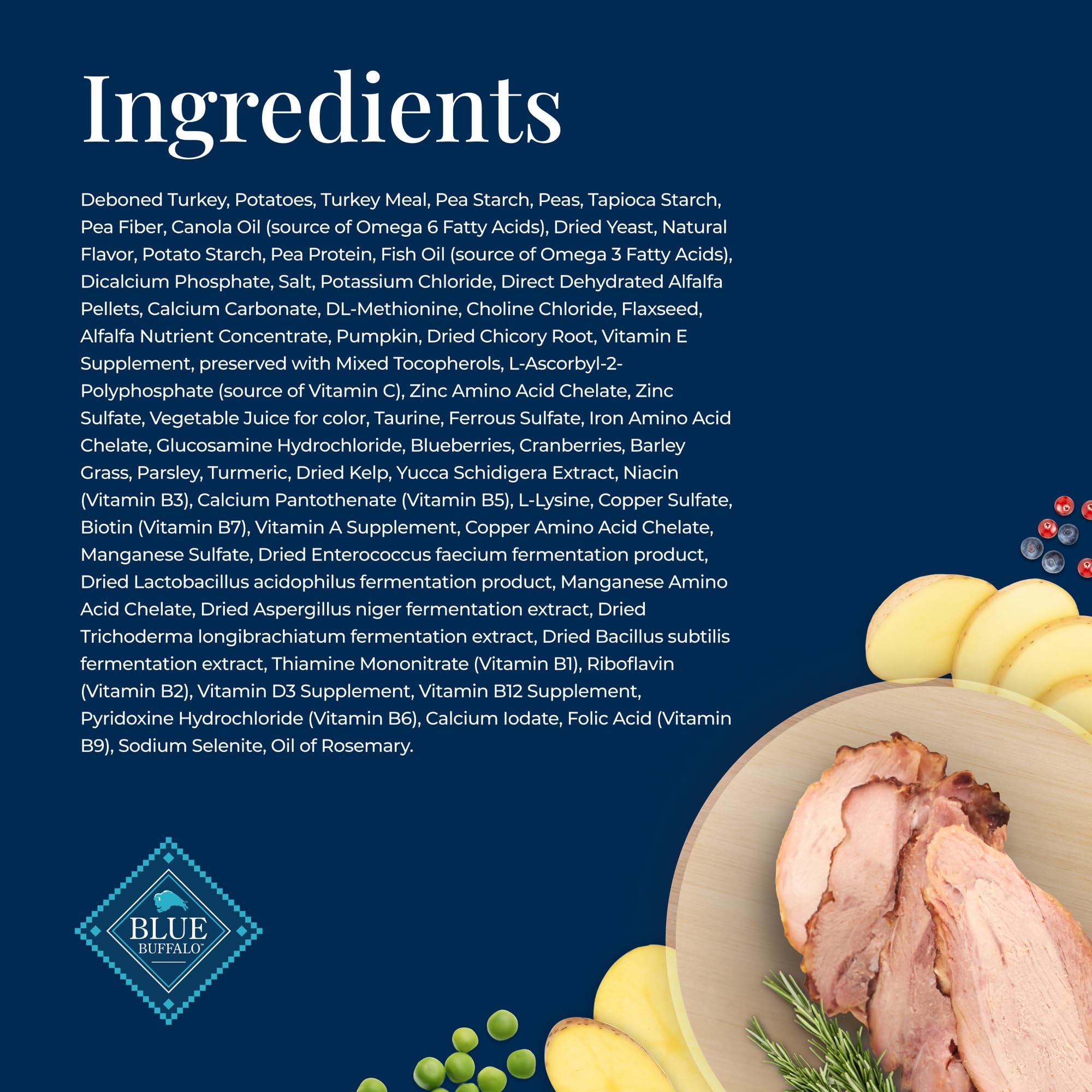 Blue Buffalo Basics omega-3 and -6 fatty acids support skin and coat health.