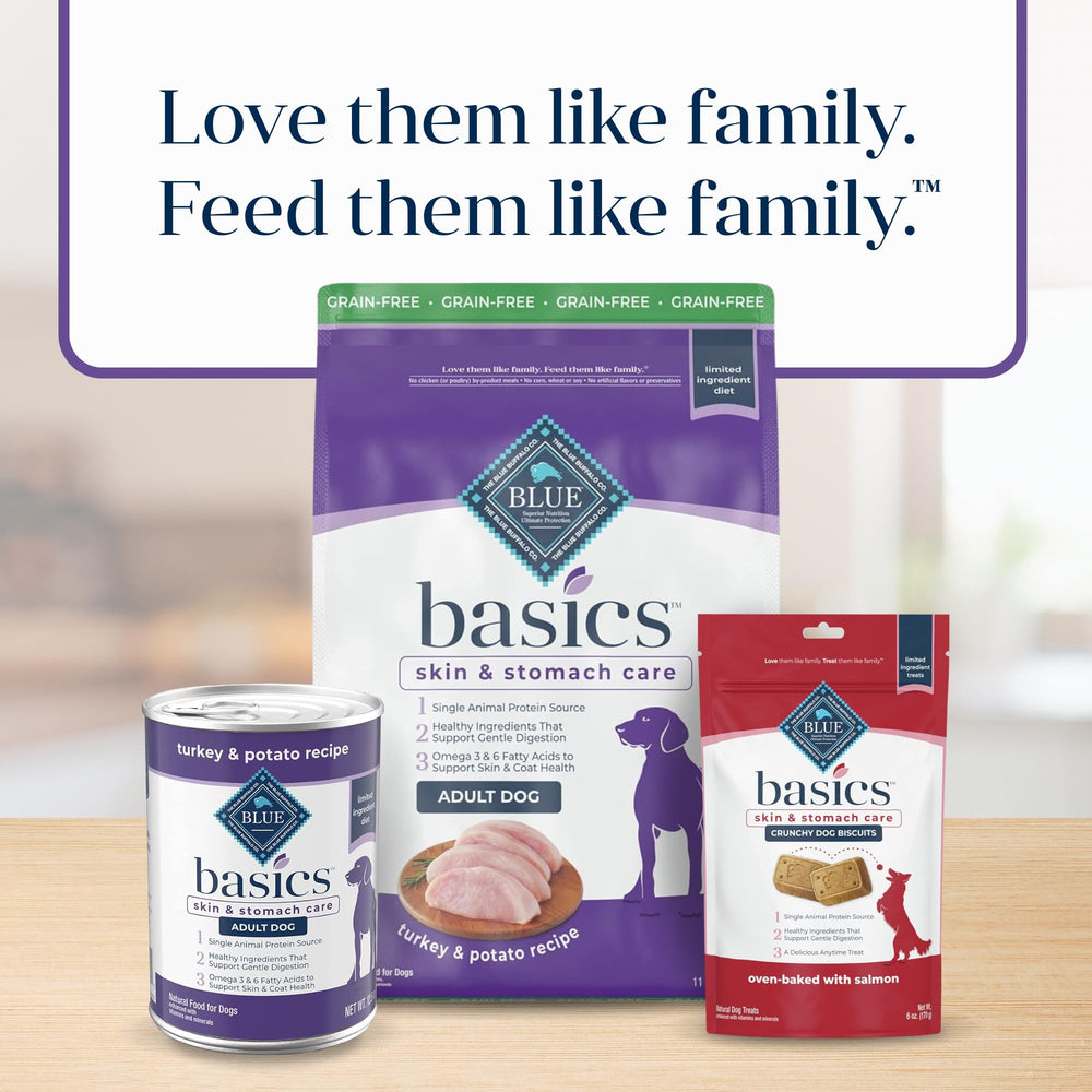 Potato-based carbohydrate source detail on Blue Buffalo Basics label