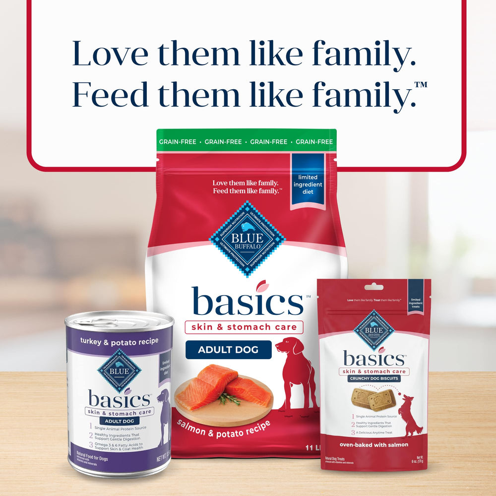 Blue Buffalo Basics salmon-and-potato ingredients highlight real salmon focus