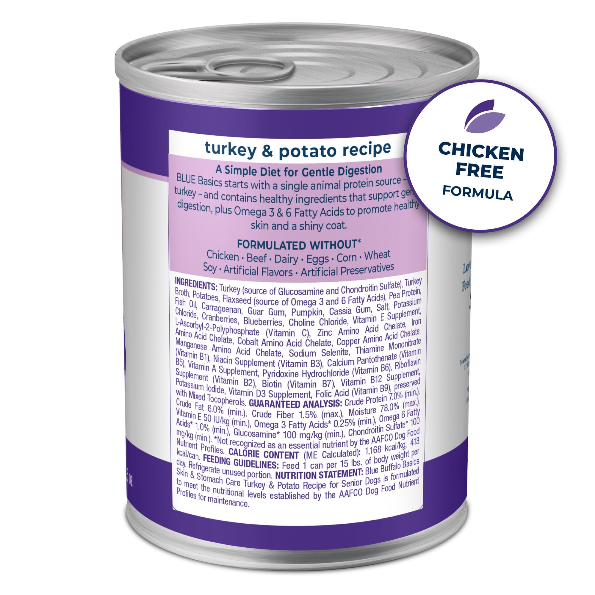 Blue Buffalo Basics grain-free formula supports dogs with gluten sensitivity