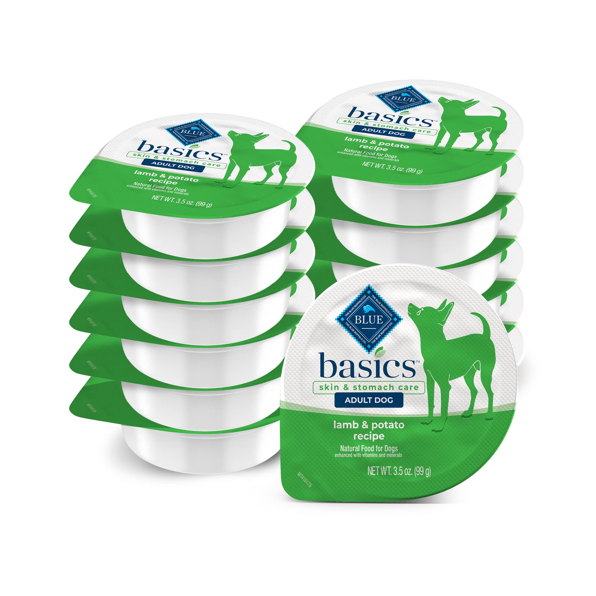Blue Buffalo Basics Small Breed Lamb Cups front view showing gentle digestion focus