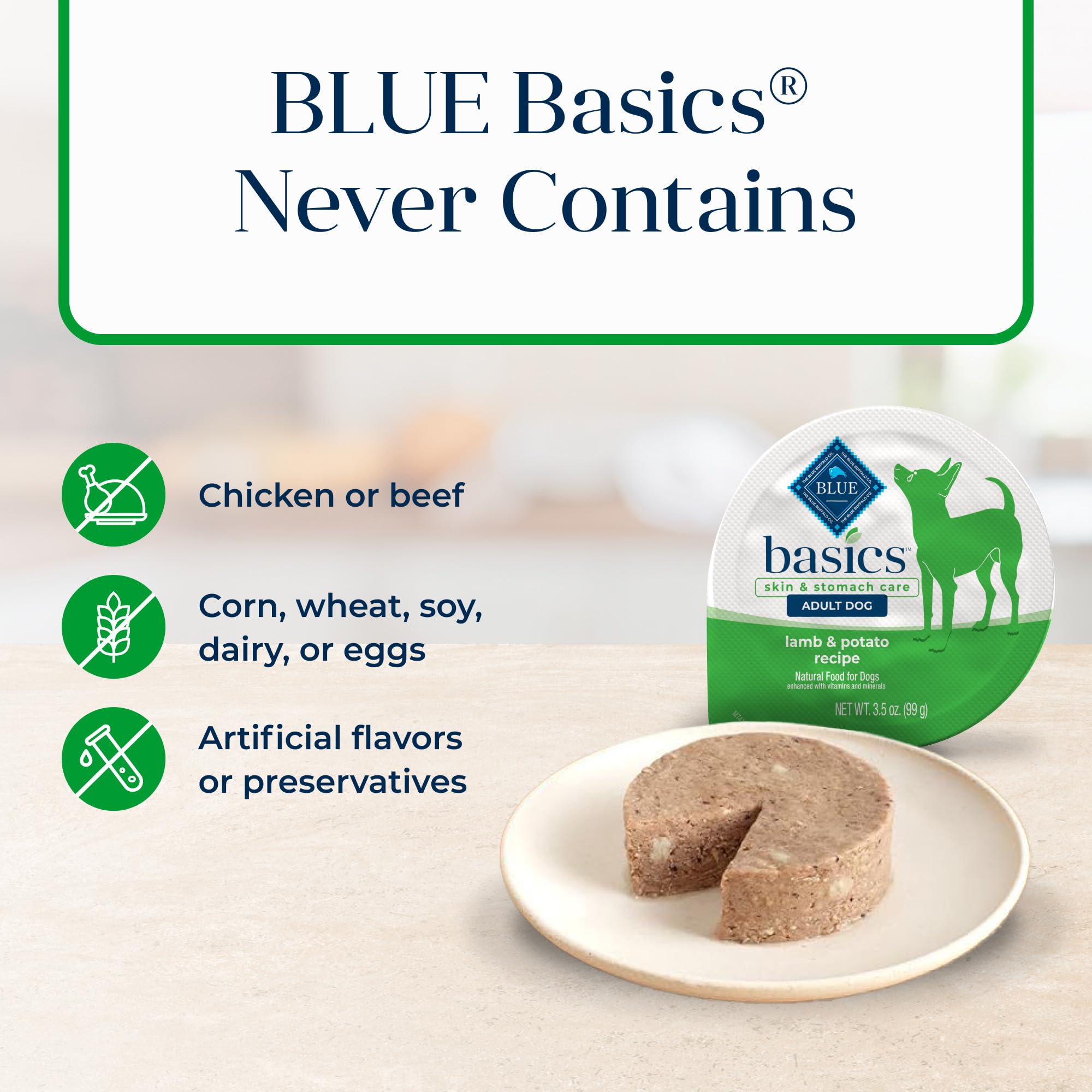 Blue Buffalo Basics small breed lamb cups packaging with 12 cups