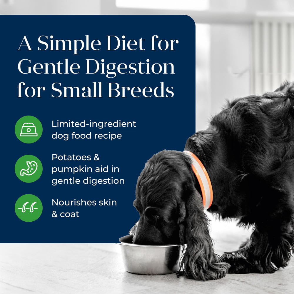 Blue Buffalo Basics small breed cups serving suggestion highlighting Omega fatty acids