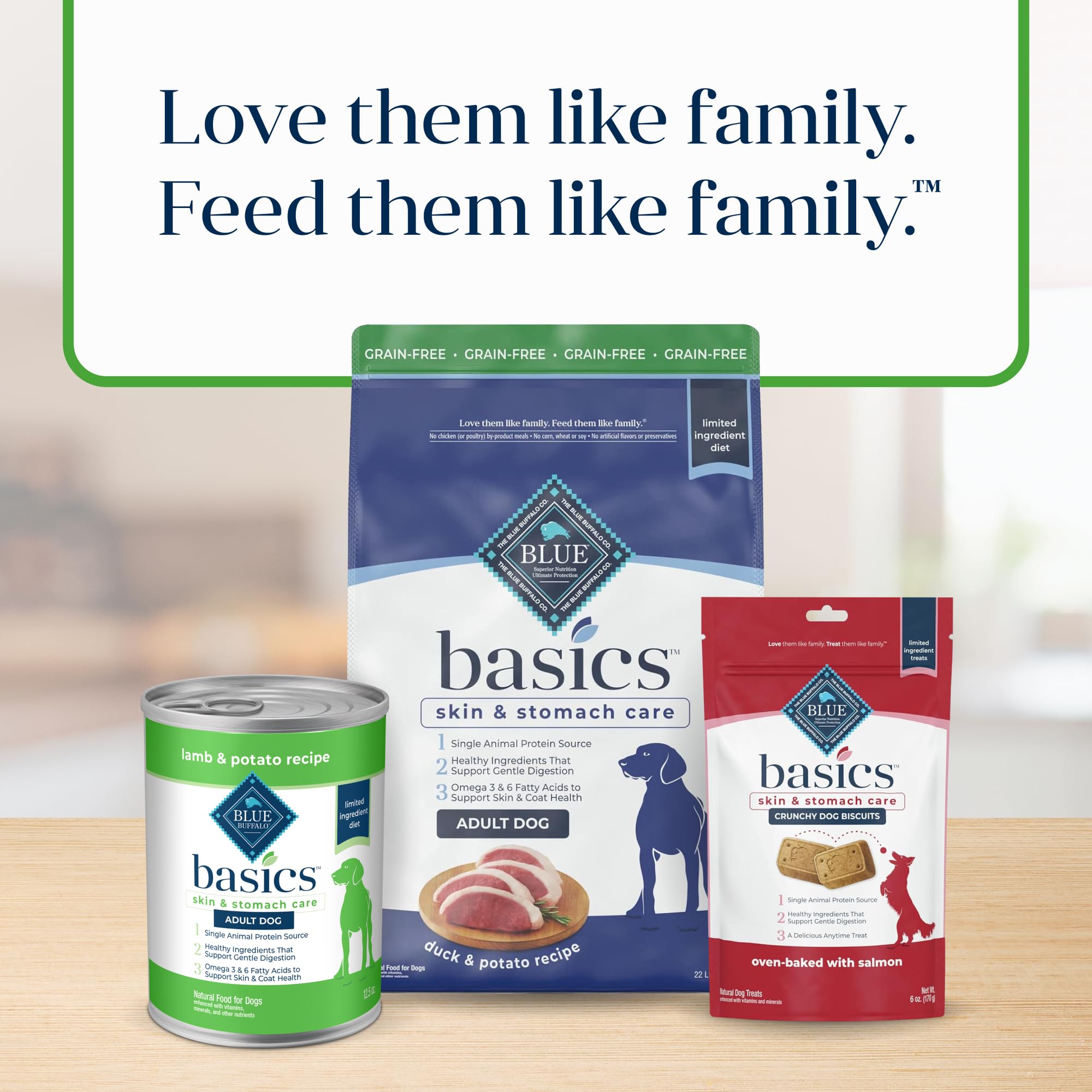 Blue Buffalo Basics twelve-count packaging image communicates value and convenience