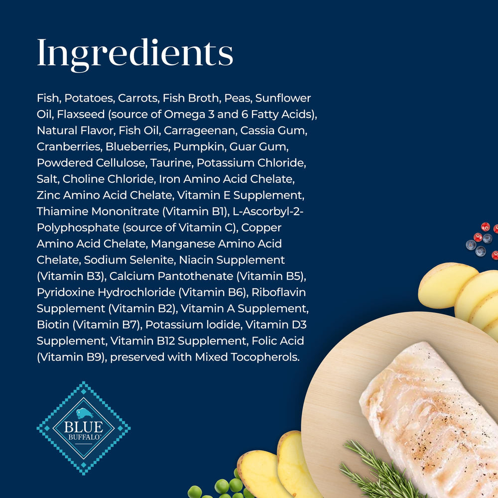 Blue Buffalo Basics omega fatty acids support skin and coat health.