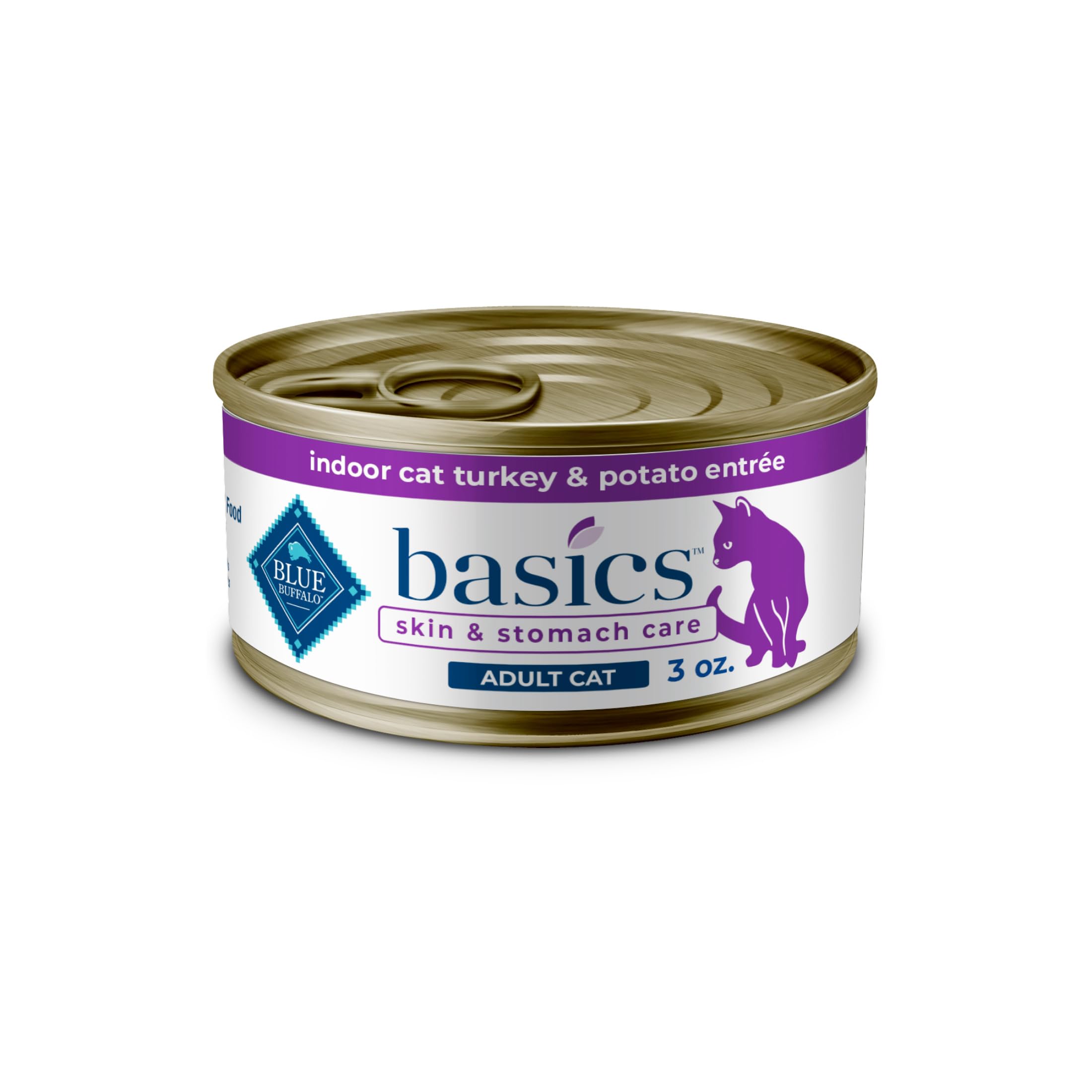 Blue Buffalo Basics wet cat food with turkey first ingredient.